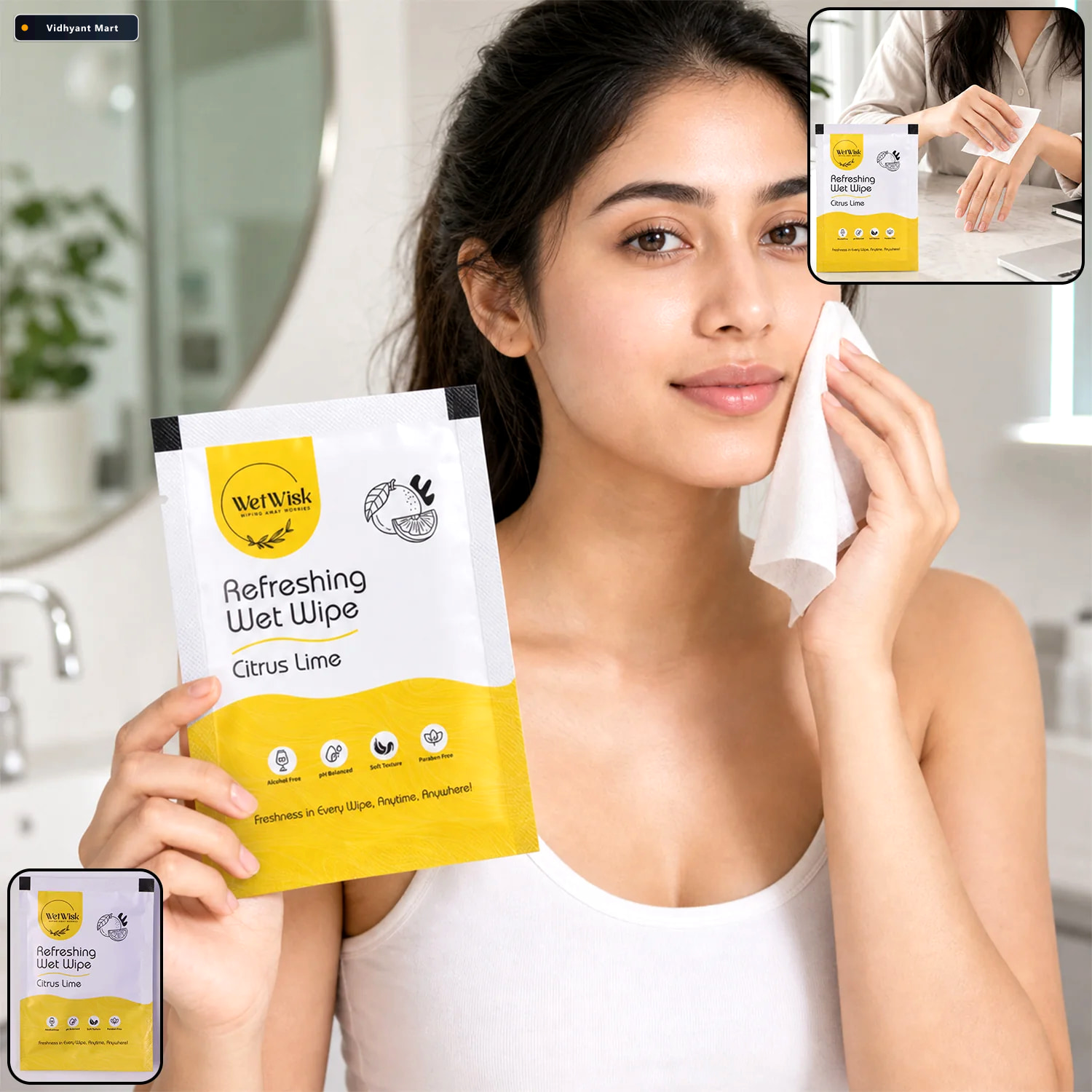 Vidhyant Mart Citrus Lime Wet Wipes Refreshing Gentle Face Hand 1