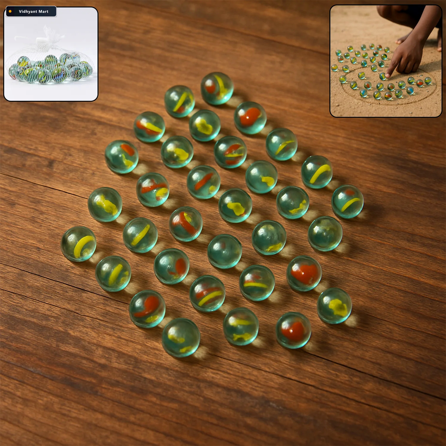 Vidhyant Mart Classic Glass Marbles For Kids Set Of Approx 35 Vi 1