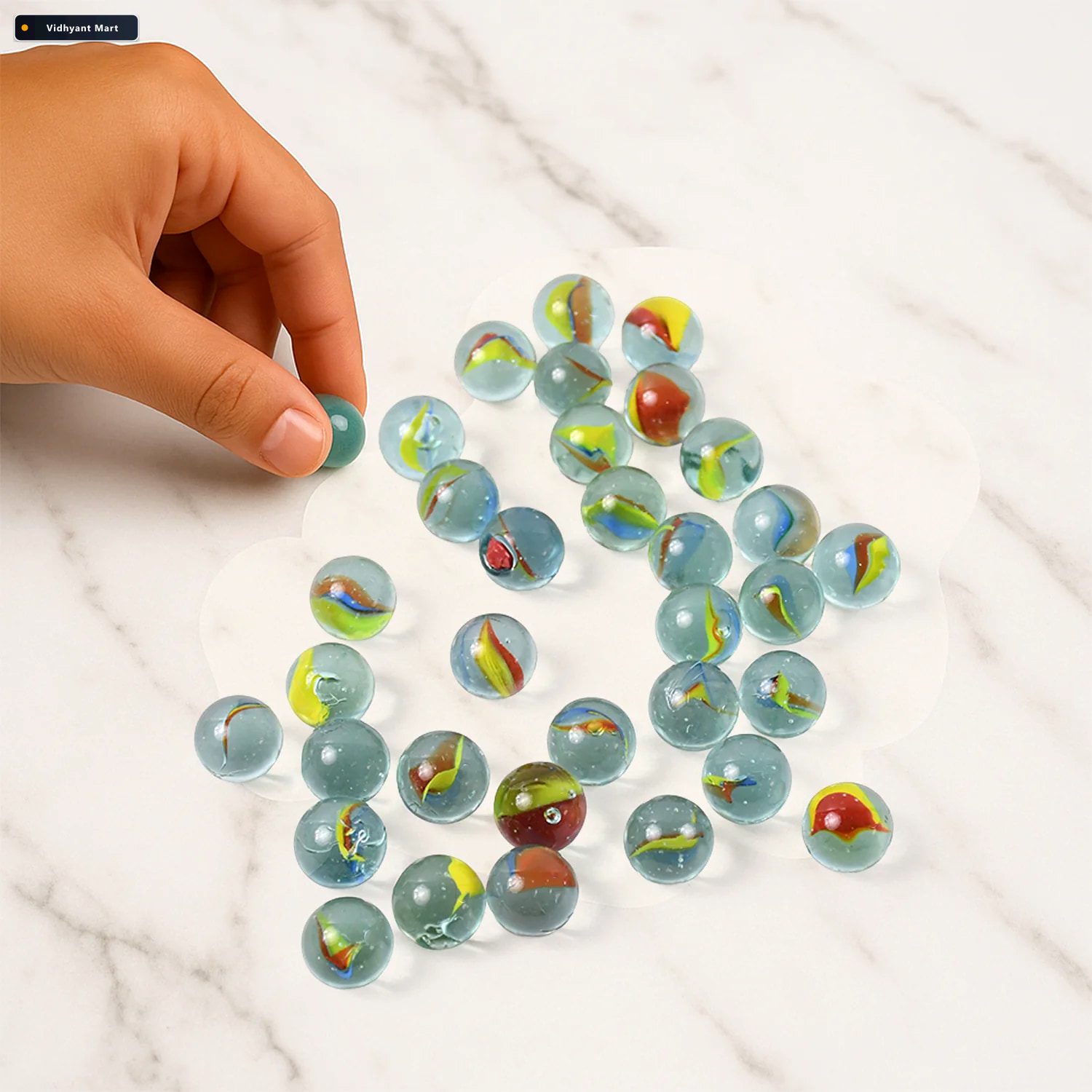 Vidhyant Mart Classic Glass Marbles For Kids Set Of Approx 35 Vi 3