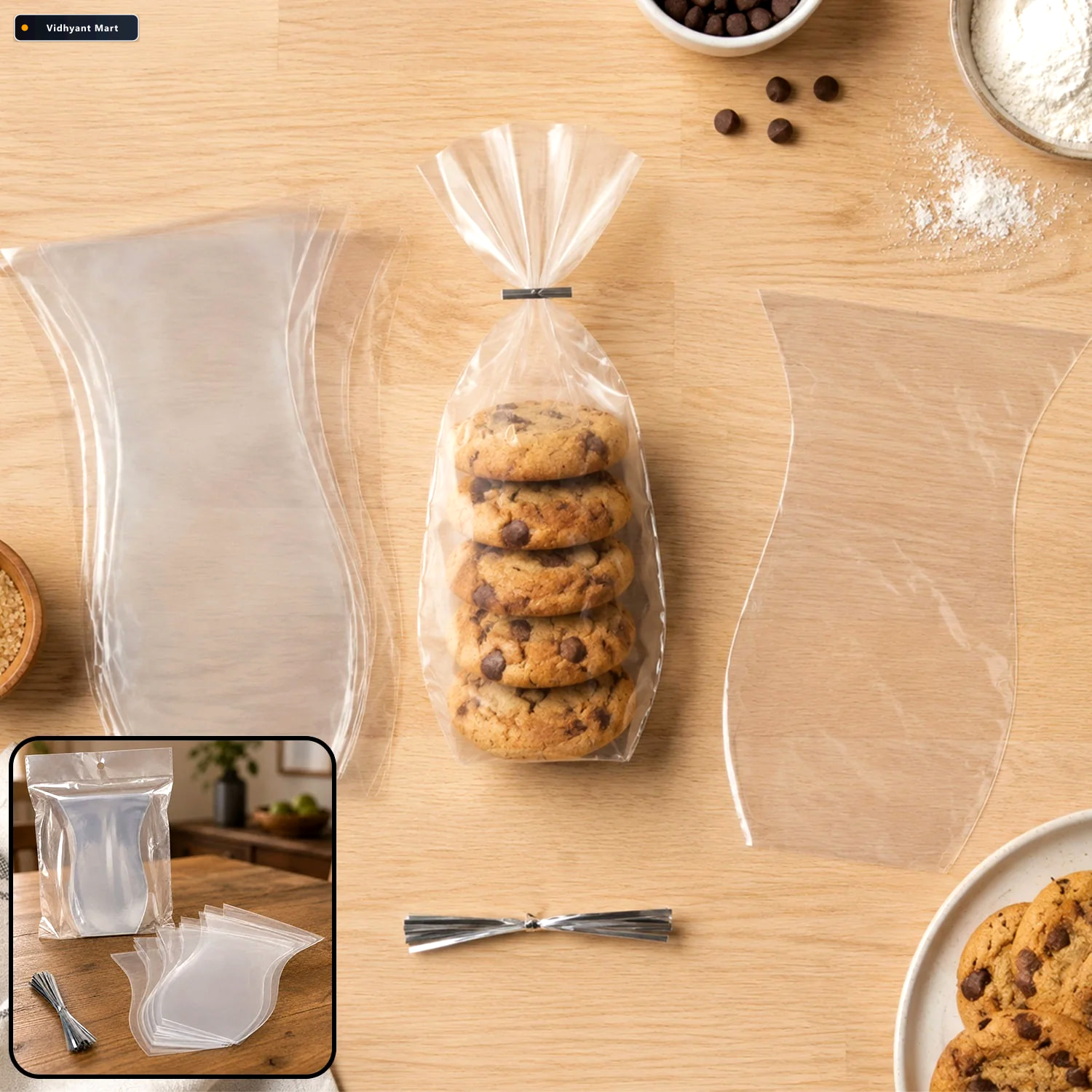 Vidhyant Mart Clear Cookie Bags Durable Transparent Treat Bags 1