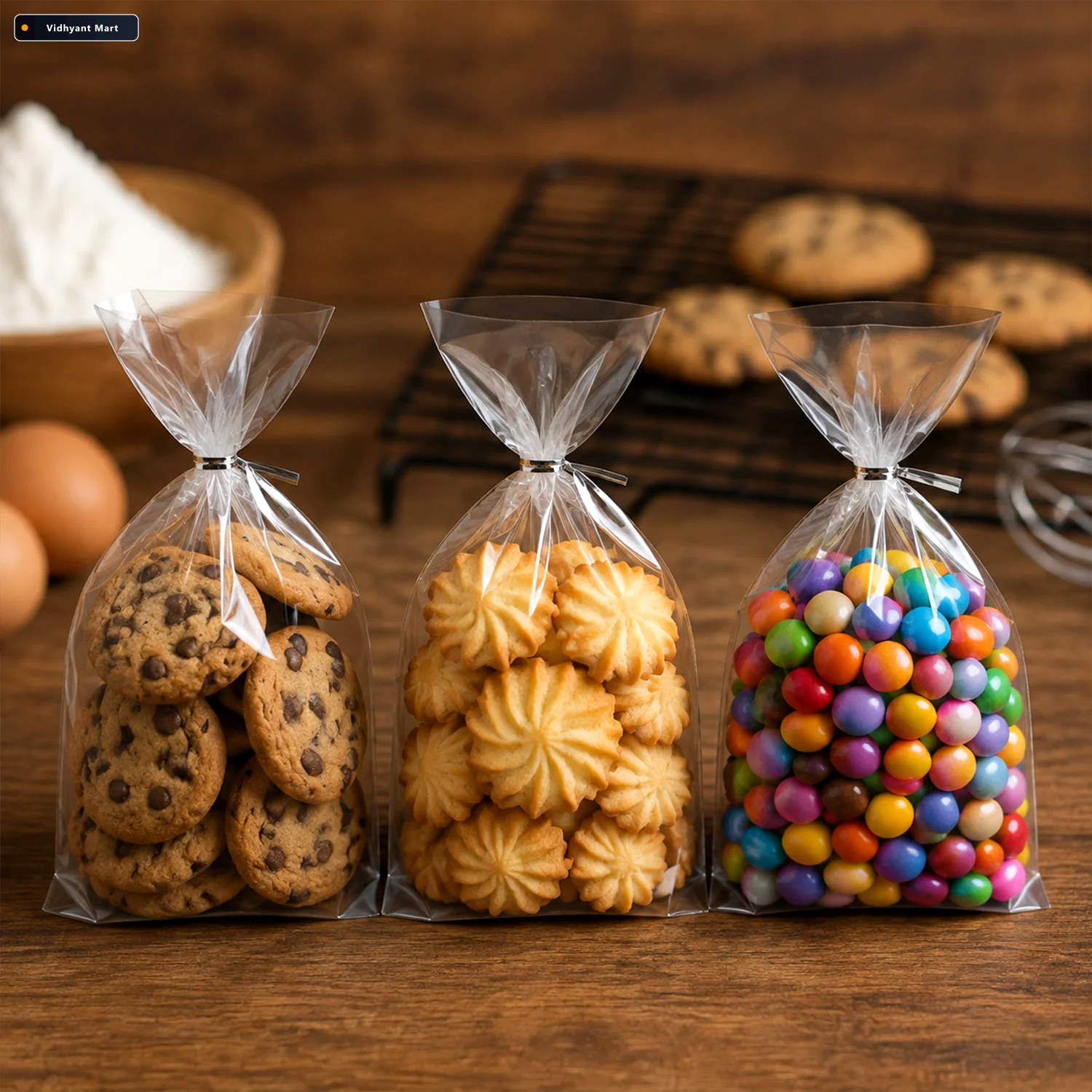 Vidhyant Mart Clear Cookie Bags Durable Transparent Treat Bags 2