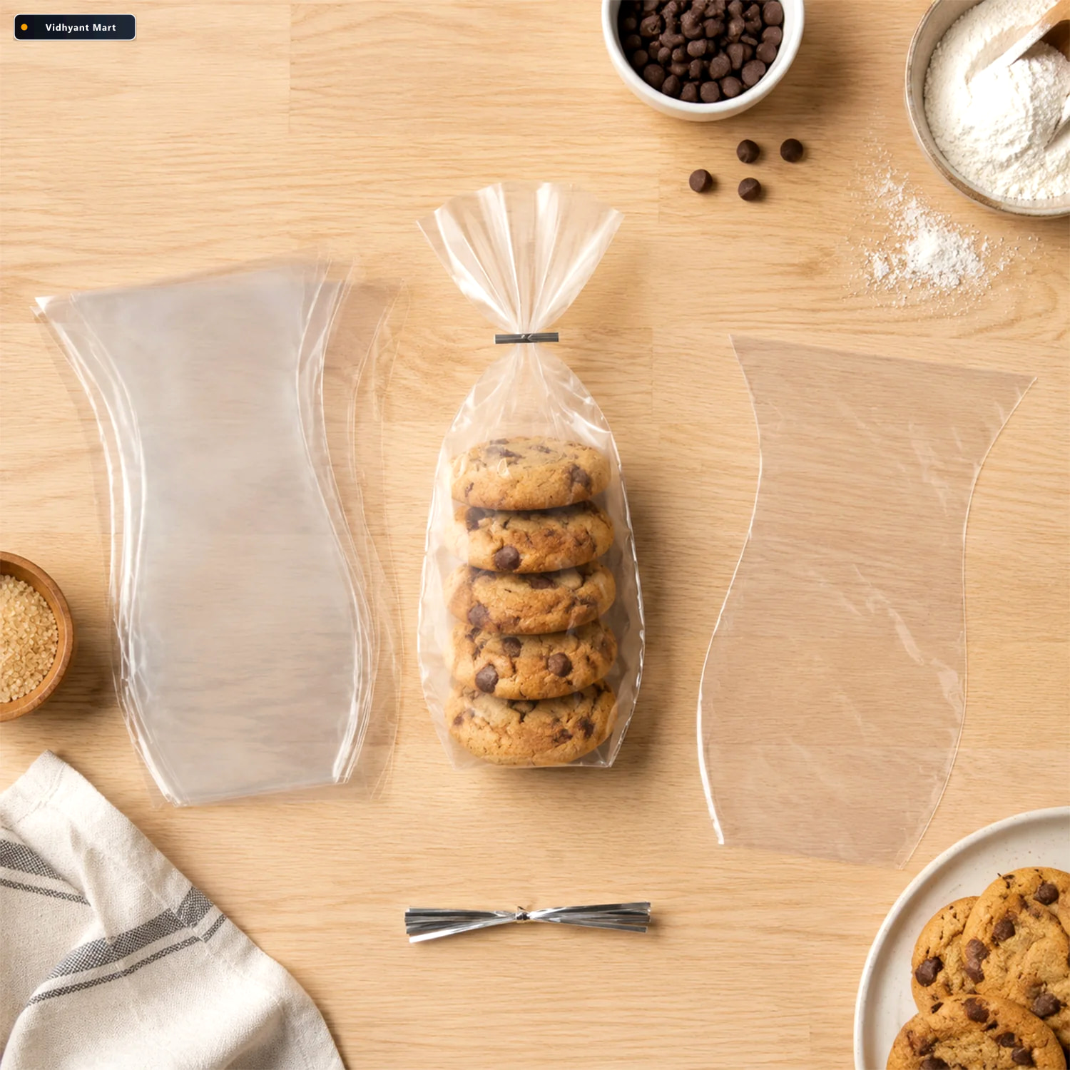 Vidhyant Mart Clear Cookie Bags Durable Transparent Treat Bags 3