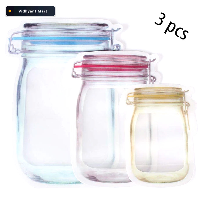 Vidhyant Mart Clear Jar Shaped Stand Up Food Pouches With Zipper 4