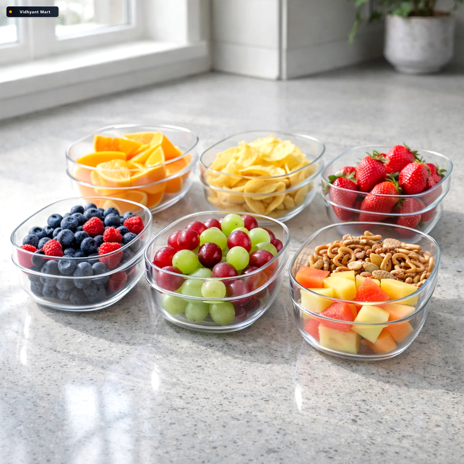 Vidhyant Mart Clear Oval Serving Bowls Set 6 Piece Multipurpose 2