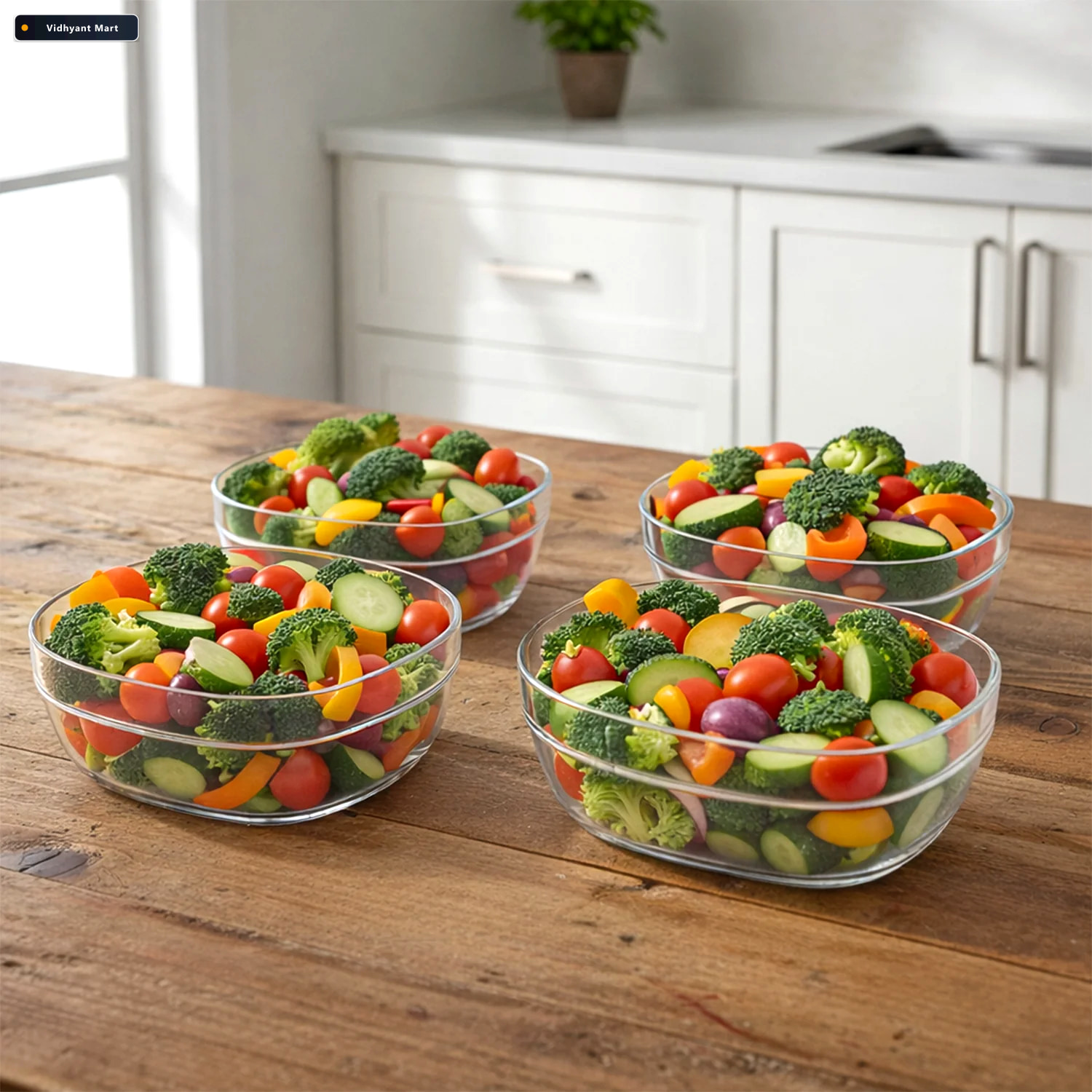 Vidhyant Mart Clear Serving Bowl Set 4 Durable Multipurpose Bowl 2