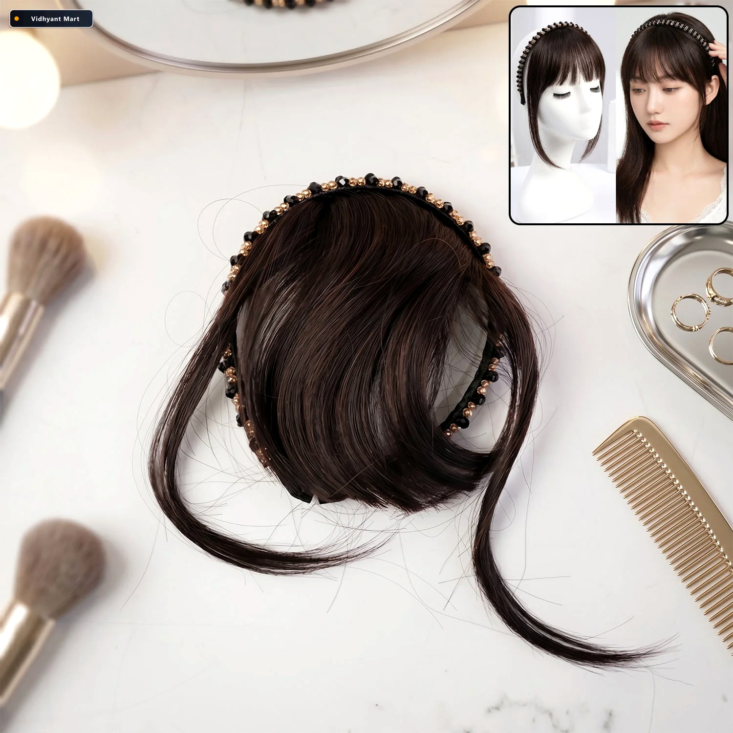 Vidhyant Mart Clip In Hair Bangs Natural Look Synthetic Hair Ext 1