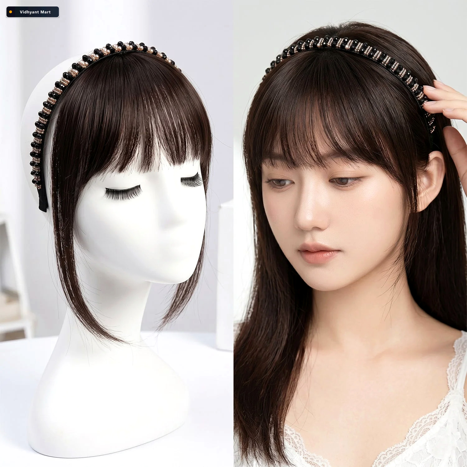 Vidhyant Mart Clip In Hair Bangs Natural Look Synthetic Hair Ext 2