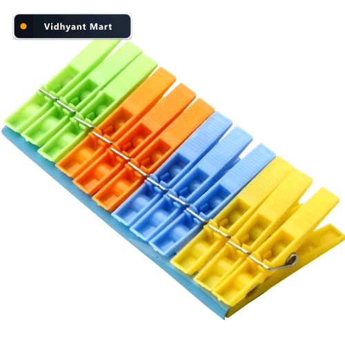 Vidhyant Mart Cloth Clips 12 Pcs Multicolour Strong Grip Laundry 1