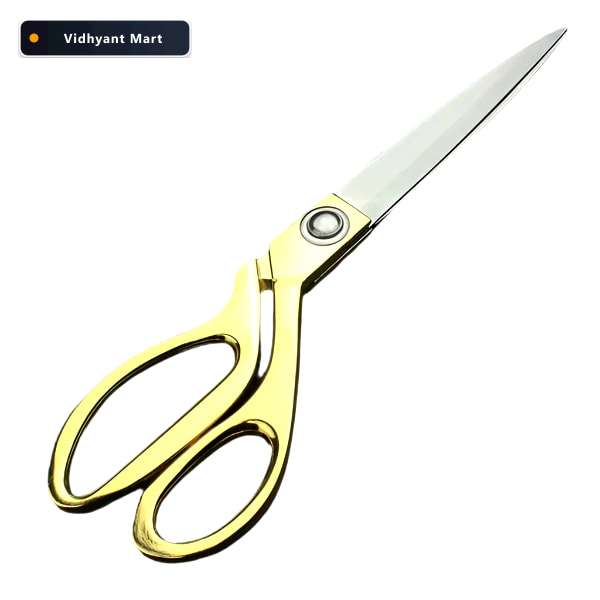 Vidhyant Mart Cloth Cutting Scissors Gold Silver Plated Heavy Du 3