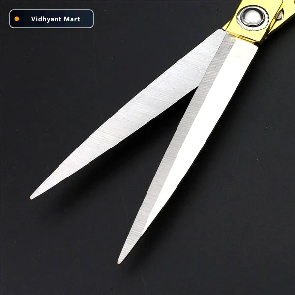Vidhyant Mart Cloth Cutting Scissors Gold Silver Plated Heavy Du 4