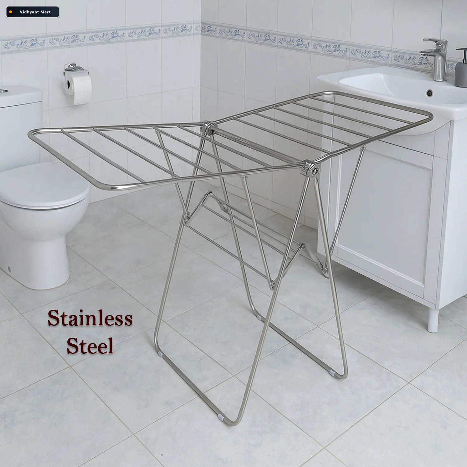 Vidhyant Mart Cloth Drying Stand Heavy Duty Foldable Stainless S 2