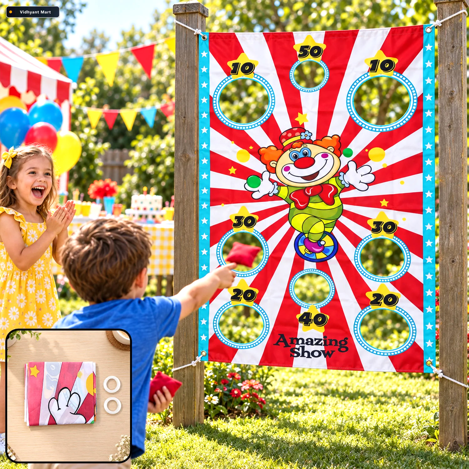 Vidhyant Mart Clown Toss Game Target Banner With Scoring Holes F 1