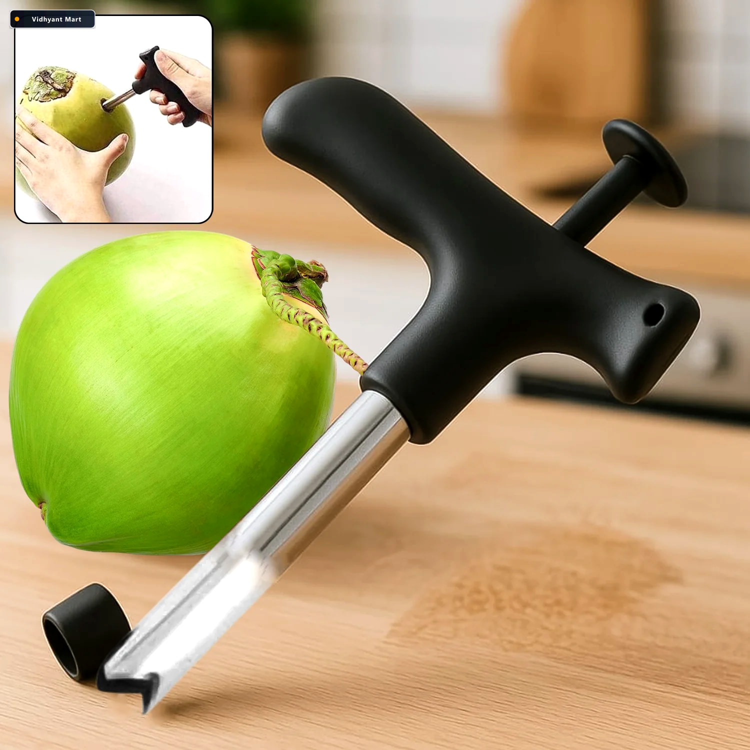 Vidhyant Mart Coconut Opener Tool Stainless Steel Ergonomic Grip 2