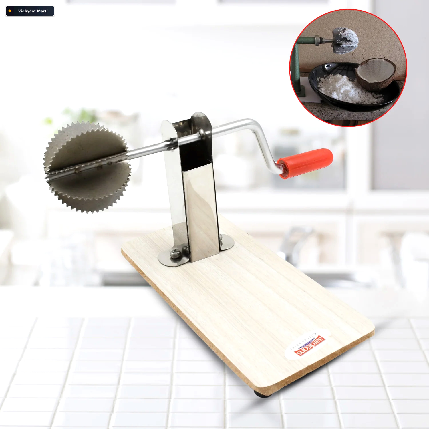 Vidhyant Mart Coconut Scraper With Wooden Base Safe Durable Quic 2