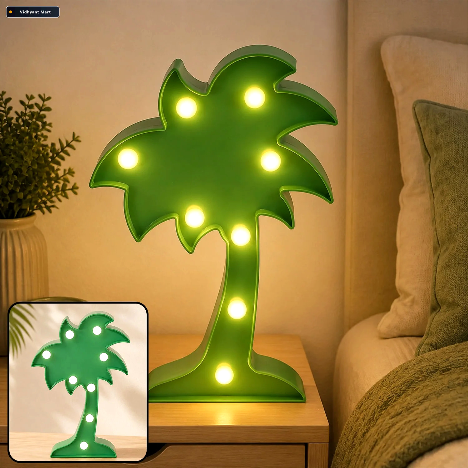 Vidhyant Mart Coconut Tree Led Night Light Romantic Table Lamp D 1