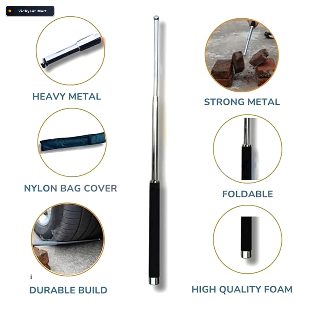 Vidhyant Mart Collapsible Self Defense Stick Portable Safety Too 3