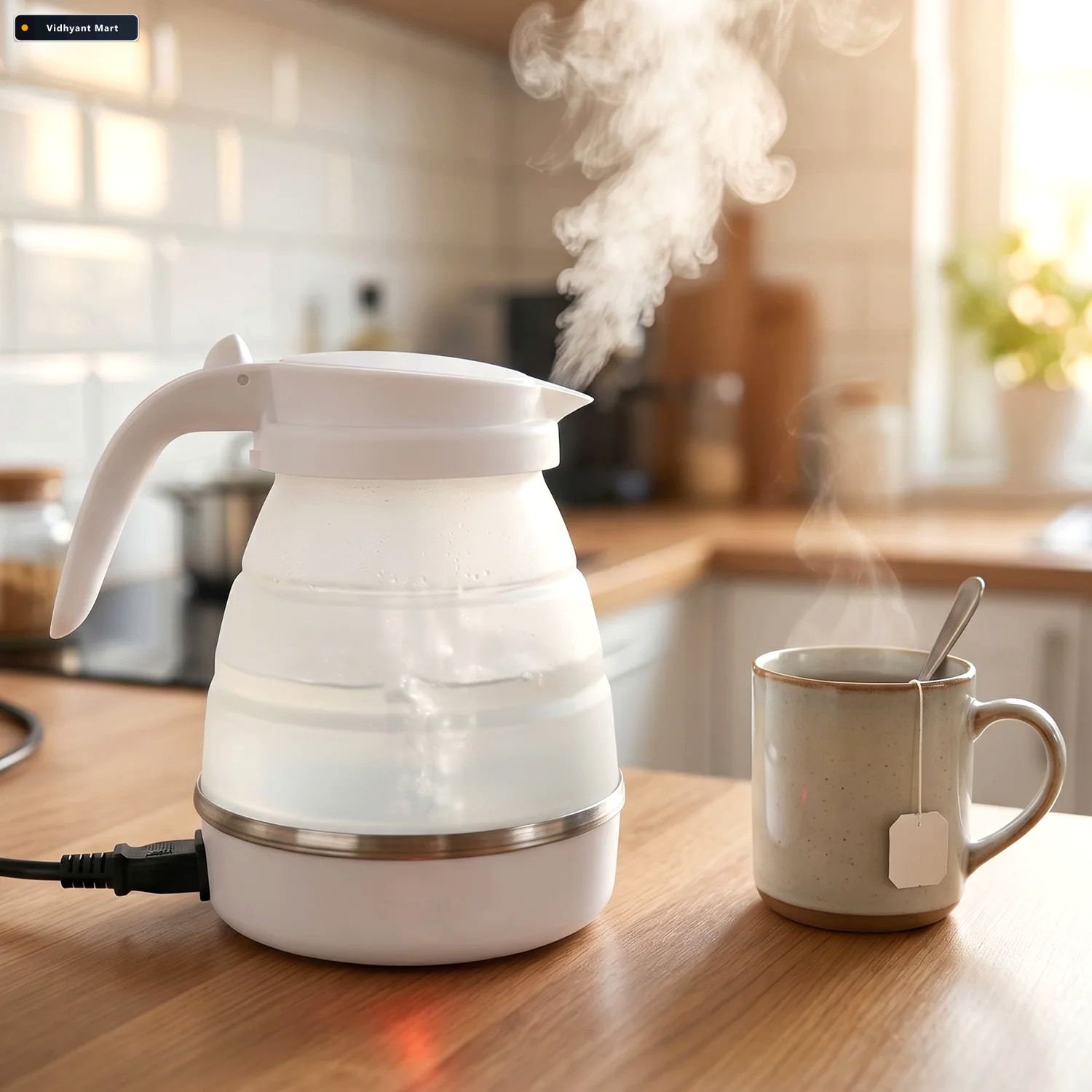 Vidhyant Mart Collapsible Travel Electric Kettle 600ml Foldable 2