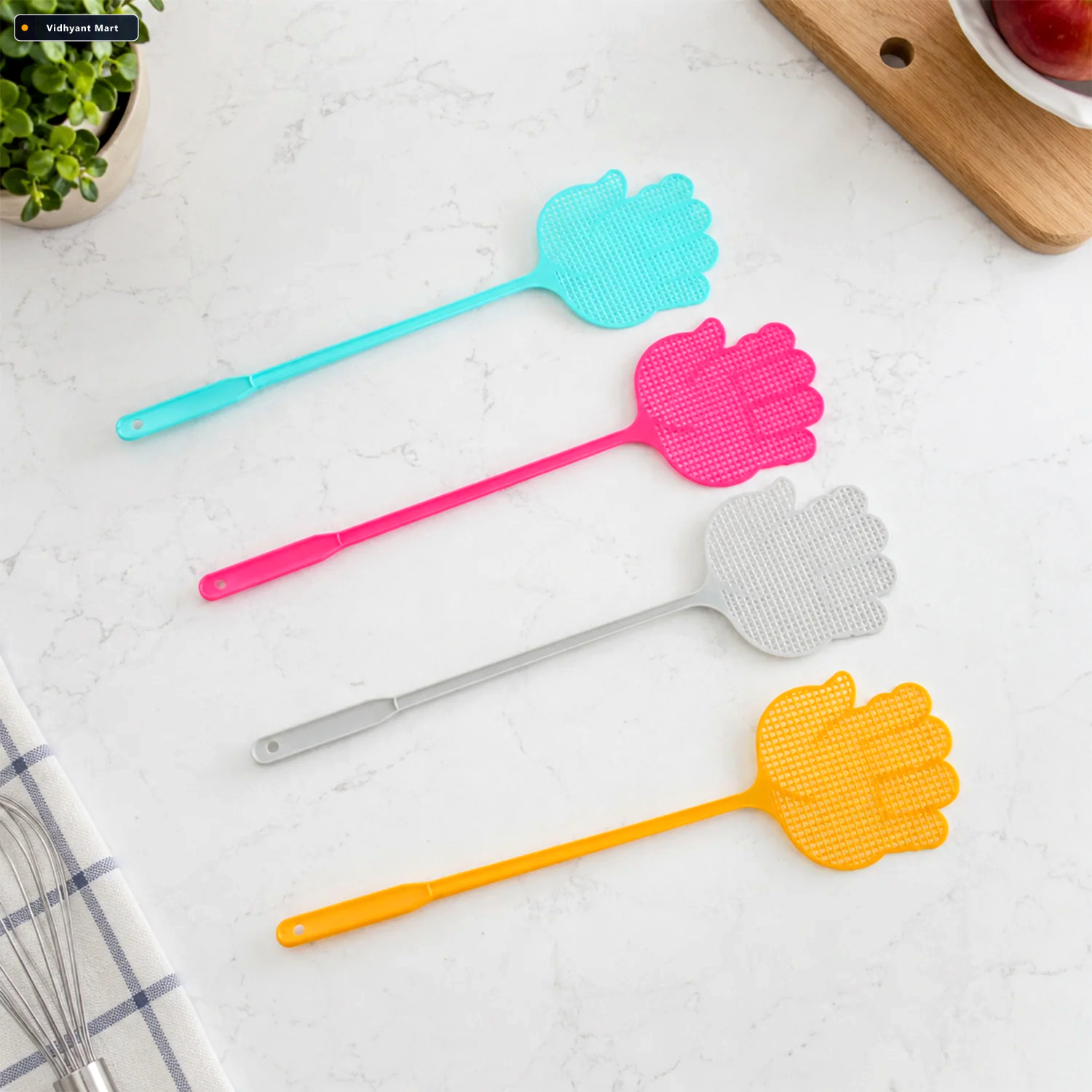 Vidhyant Mart Colourful Long Handle Plastic Fly Swatter For Home 3
