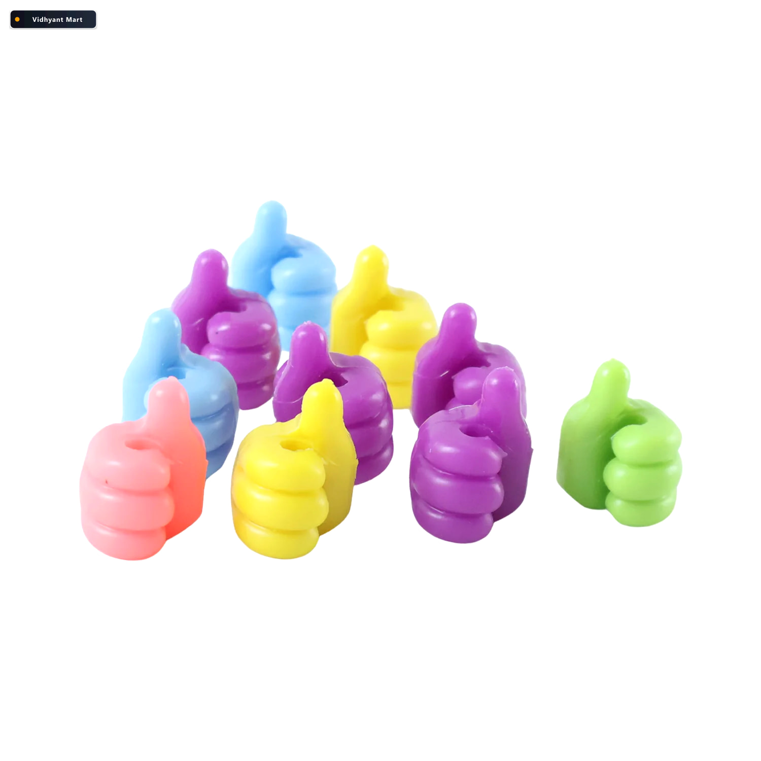 Vidhyant Mart Colourful Thumb Shape Adhesive Wire Holder Clips F 4