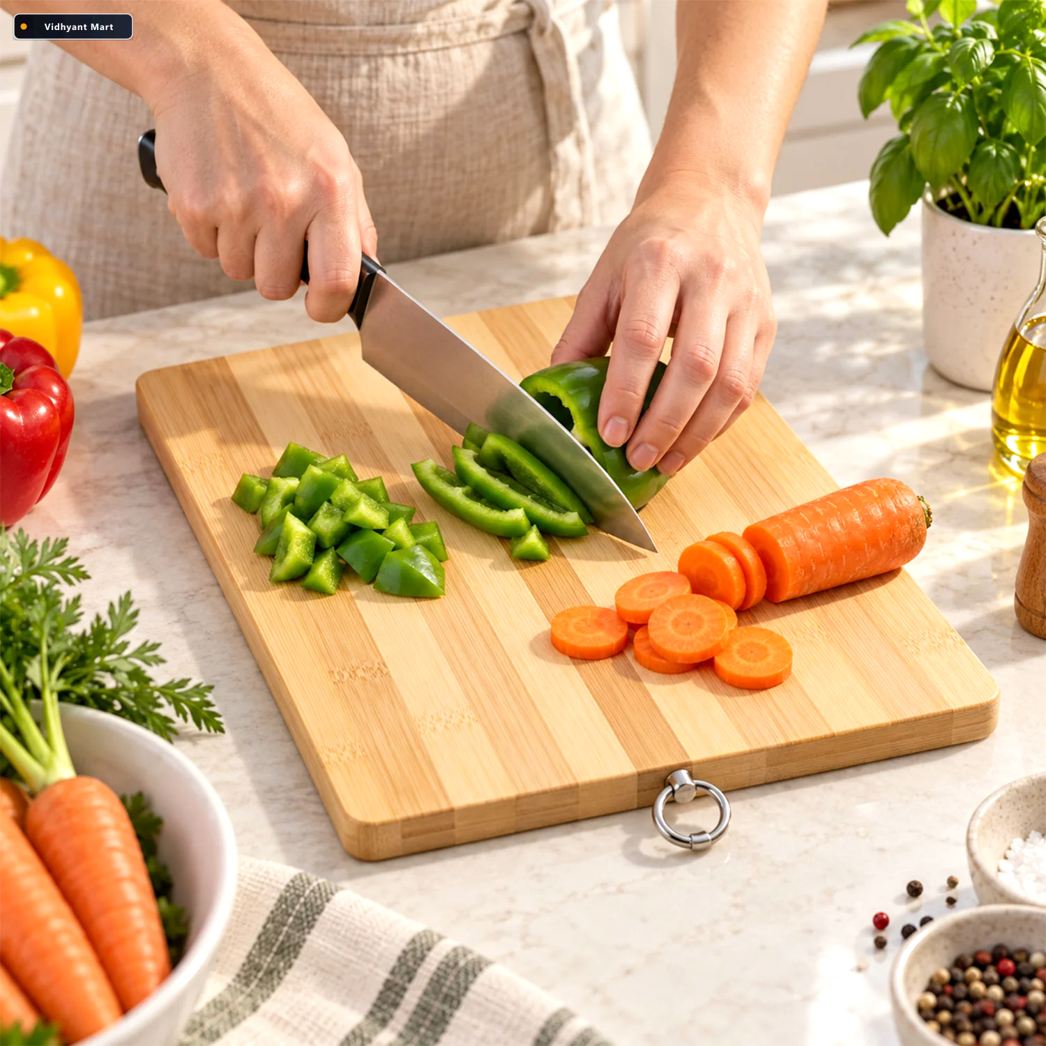 Vidhyant Mart Compact Bamboo Chopping Board 32 X 22 Cm With Hang 3