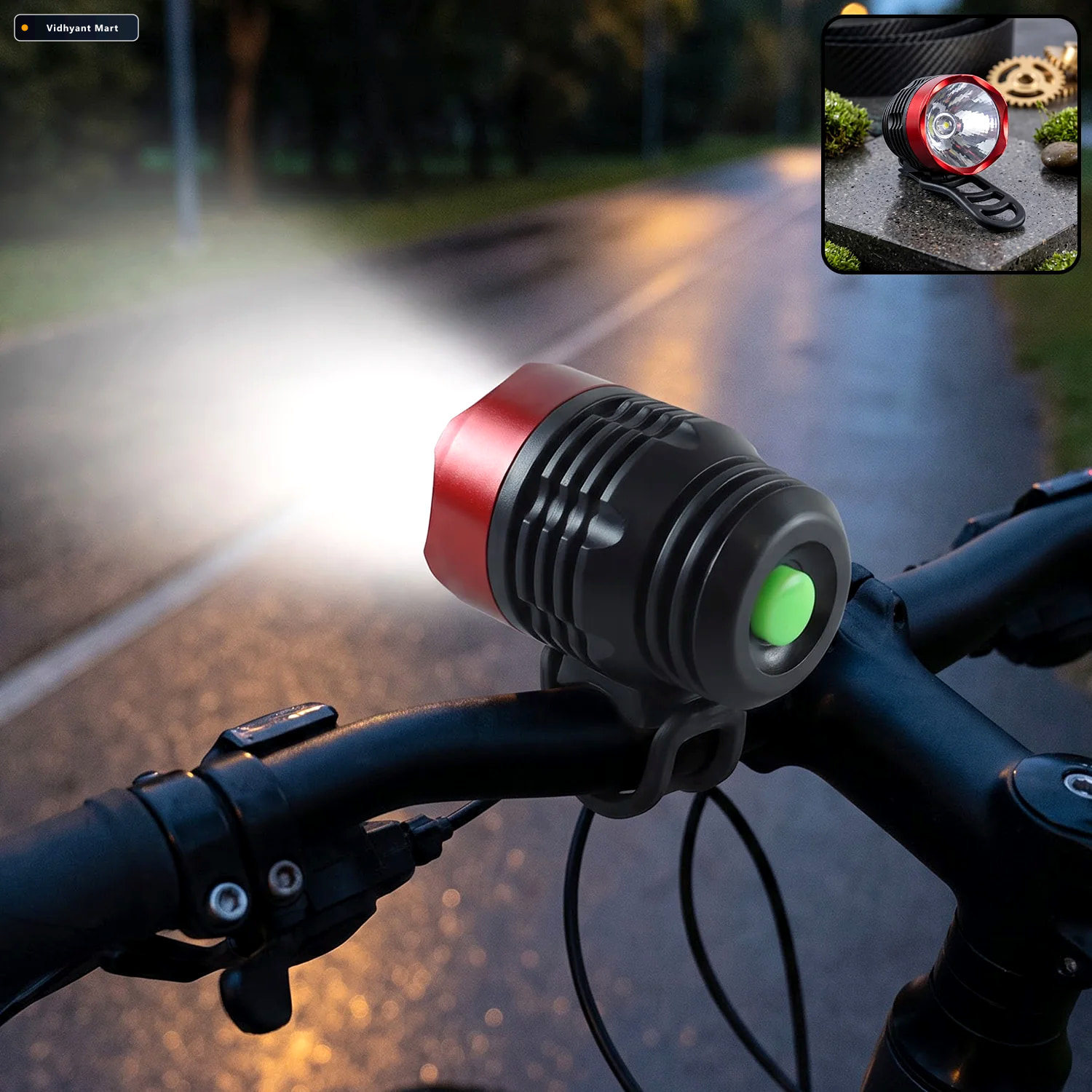 Vidhyant Mart Compact Bicycle Headlight With Handlebar Mount For 1