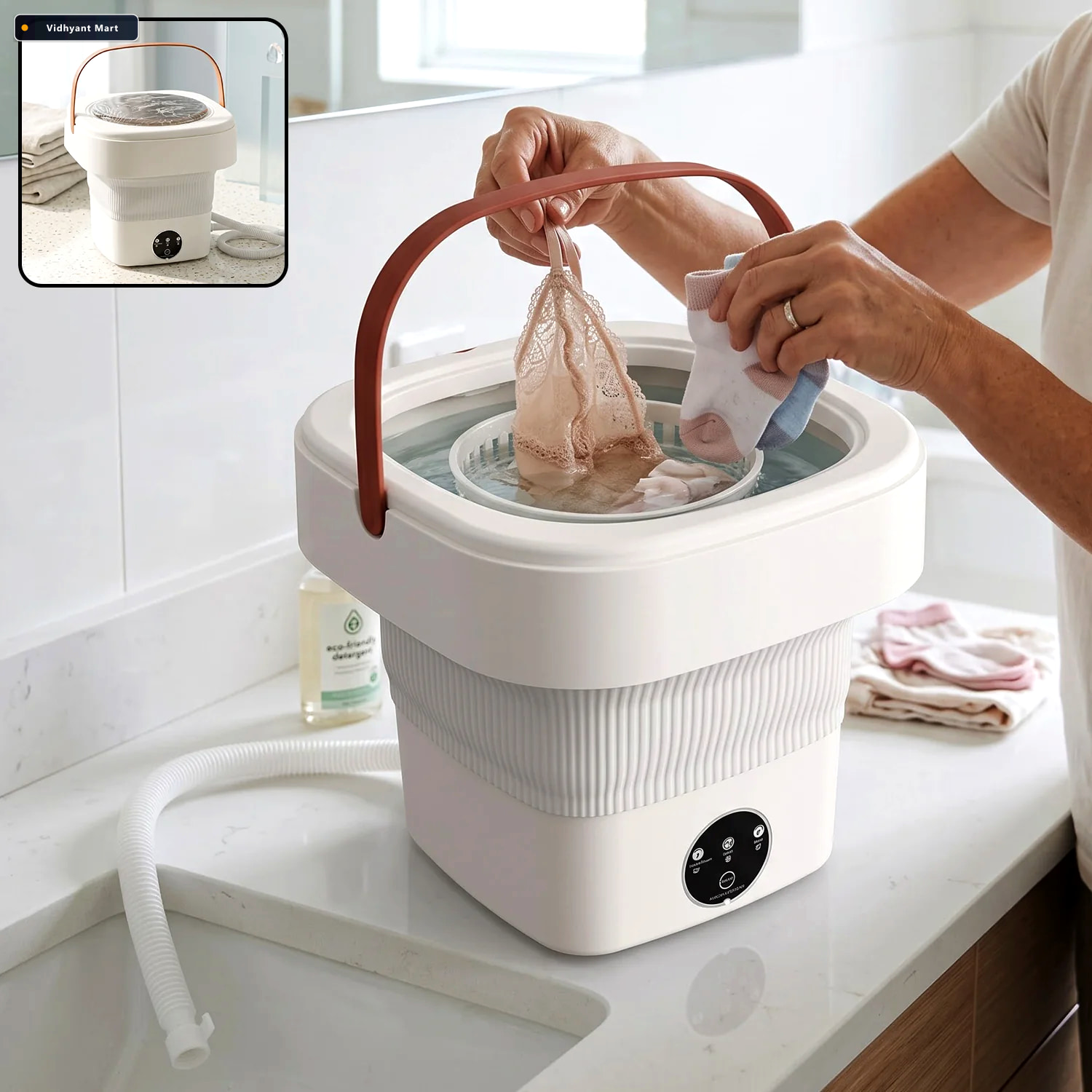 Vidhyant Mart Compact Foldable Mini Washing Machine For Small Cl 1