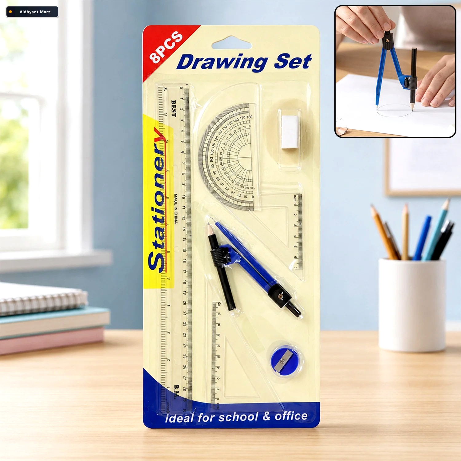 Vidhyant Mart Complete 8 In 1 Geometry Box Set For School Studen 1