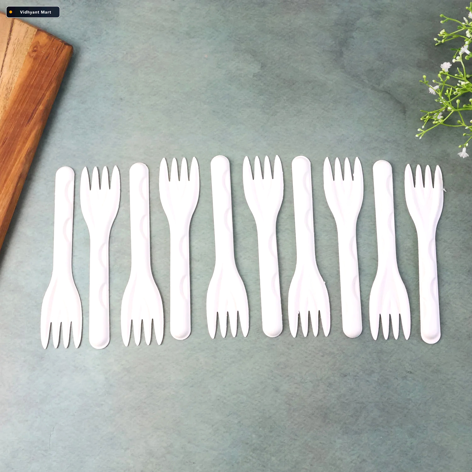 Vidhyant Mart Compostable Bagasse Forks Strong Eco Friendly Disp 2