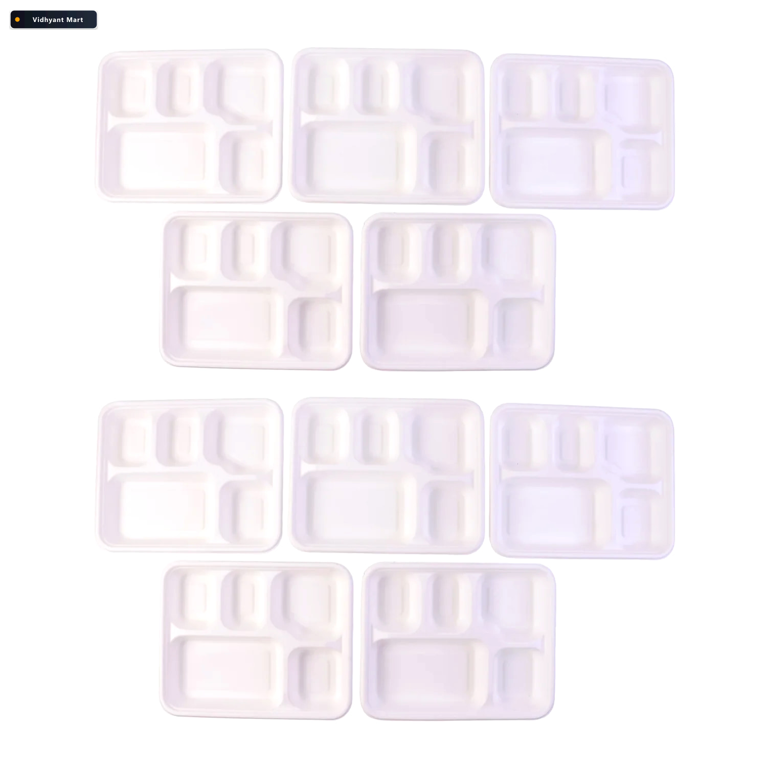 Vidhyant Mart Compostable Bagasse Meal Tray 5 Compartments Eco F 3