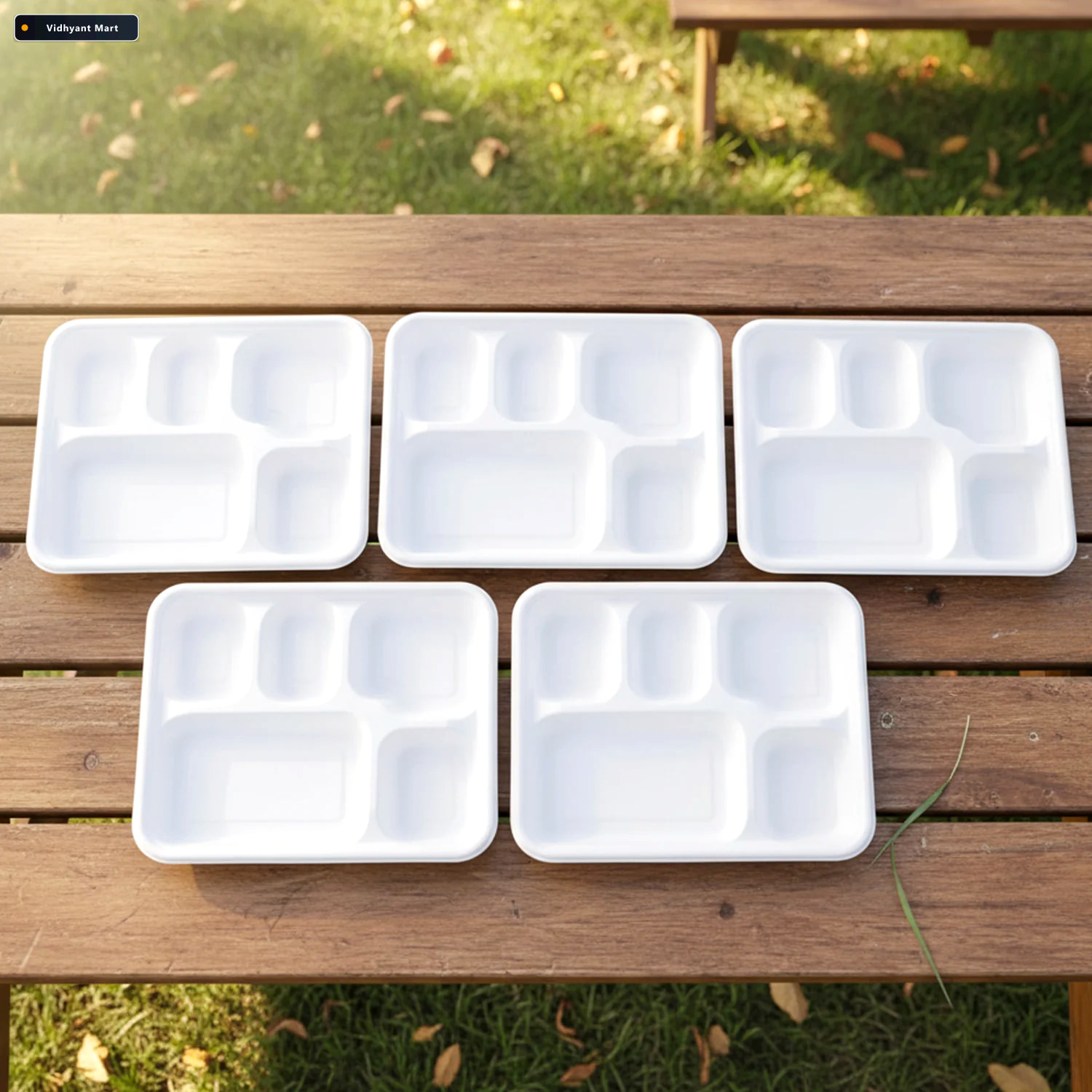 Vidhyant Mart Compostable Bagasse Meal Tray 5 Compartments Eco F 4