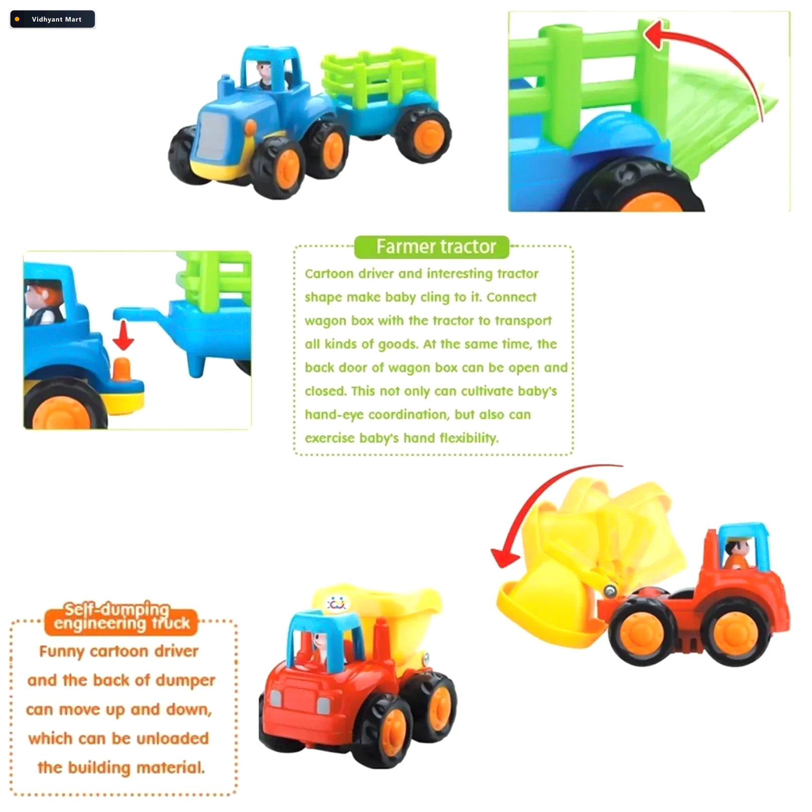 Vidhyant Mart Construction Vehicle Toy Set 4 Piece Durable Mini 3