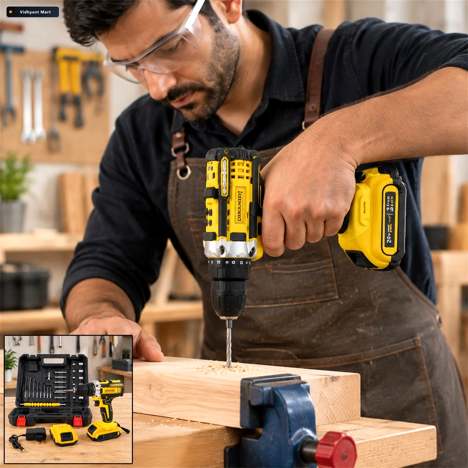 Vidhyant Mart Cordless Drill Machine Kit 20v With 2 Batteries Ch 1