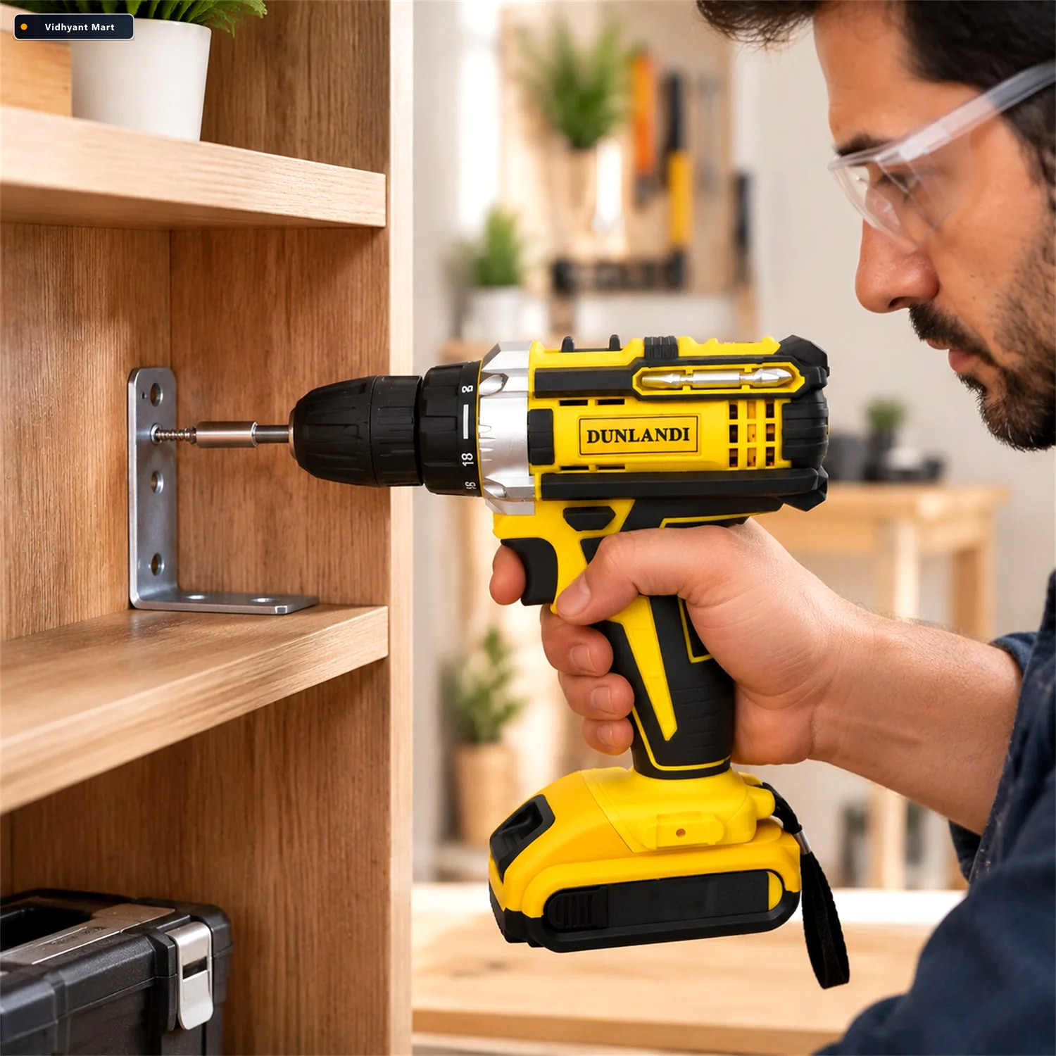 Vidhyant Mart Cordless Drill Machine Kit 20v With 2 Batteries Ch 3