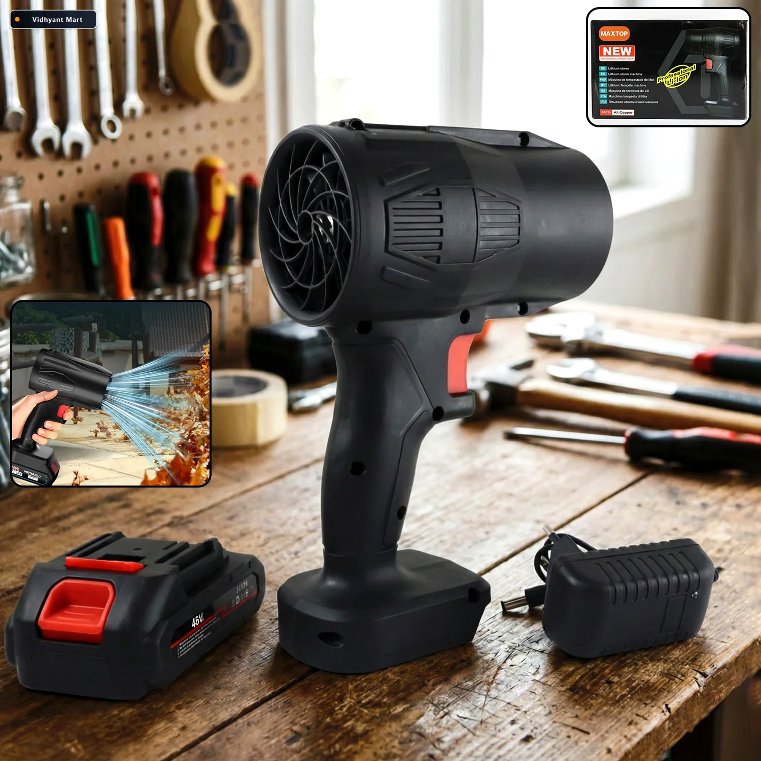 Vidhyant Mart Cordless Leaf Blower High Power Rechargeable Batte 1