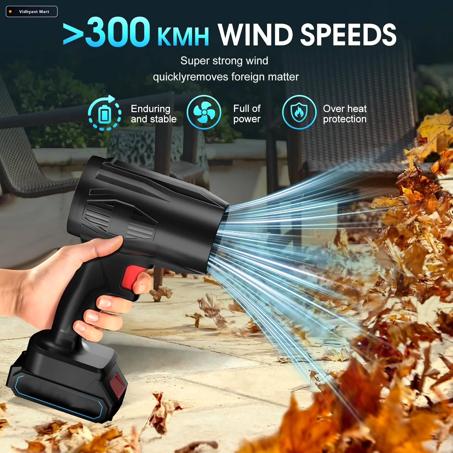 Vidhyant Mart Cordless Leaf Blower High Power Rechargeable Batte 3