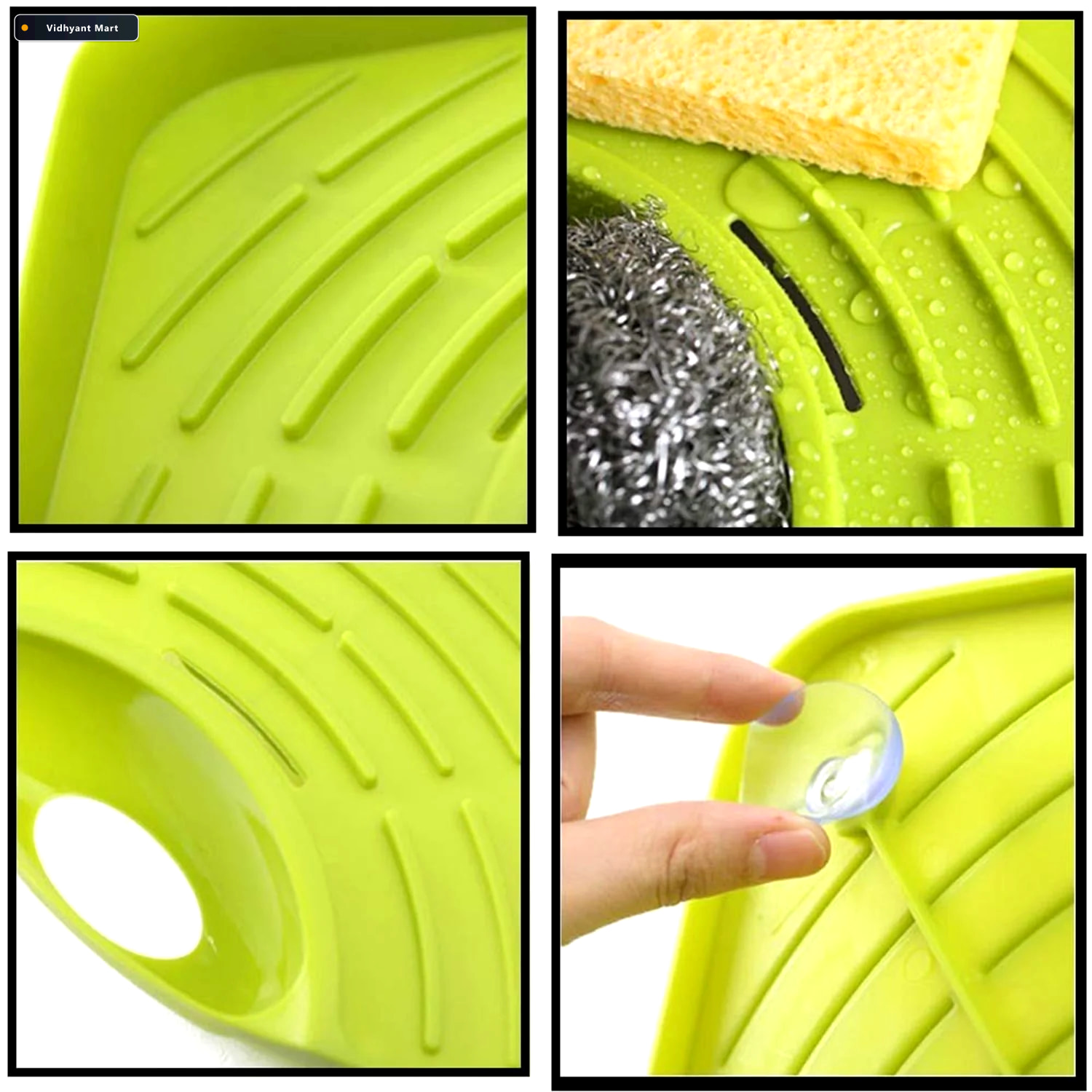 Vidhyant Mart Corner Sink Strainer Kitchen Waste Sponge Holder S 1