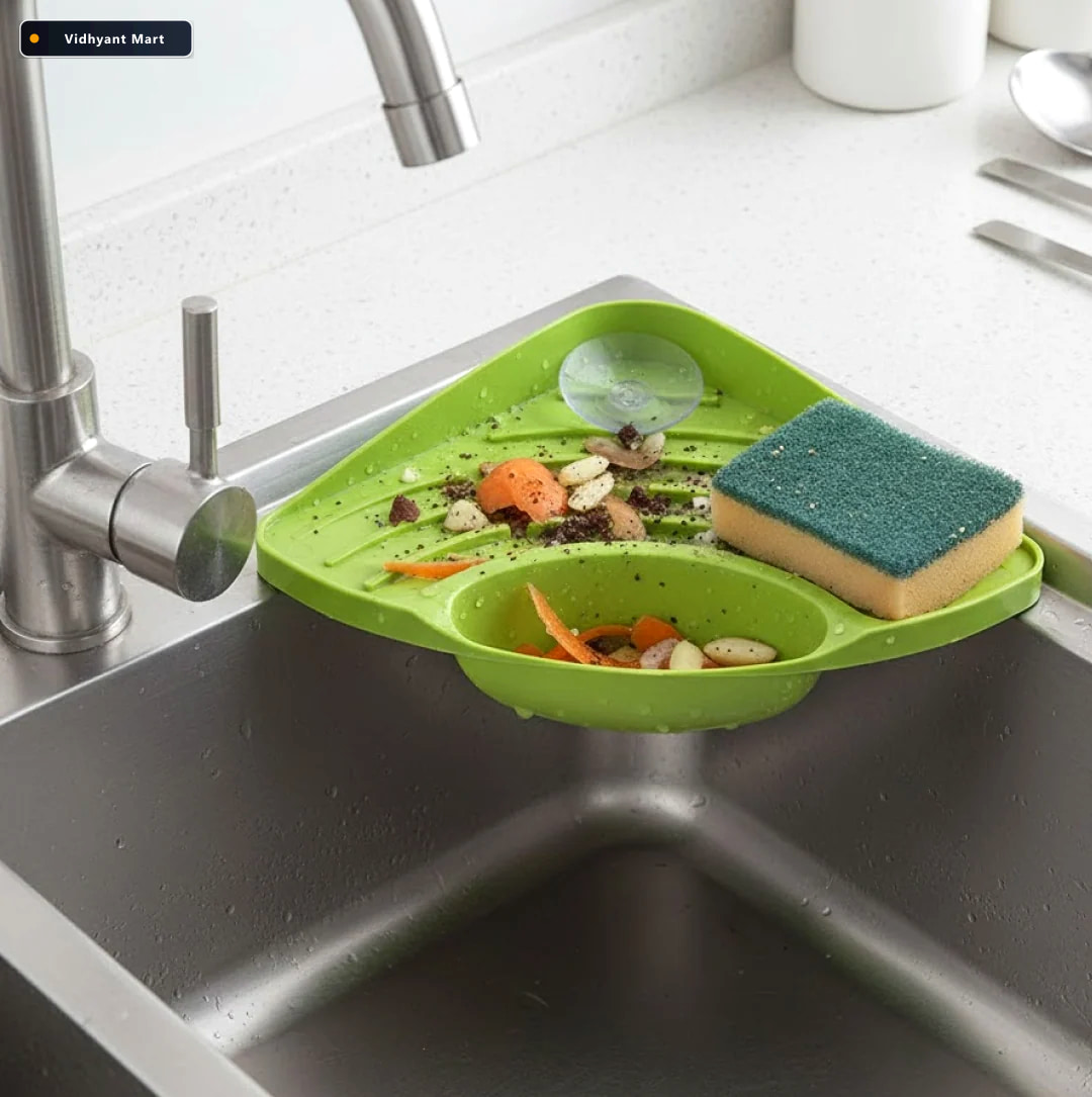 Vidhyant Mart Corner Sink Strainer Kitchen Waste Sponge Holder S 2