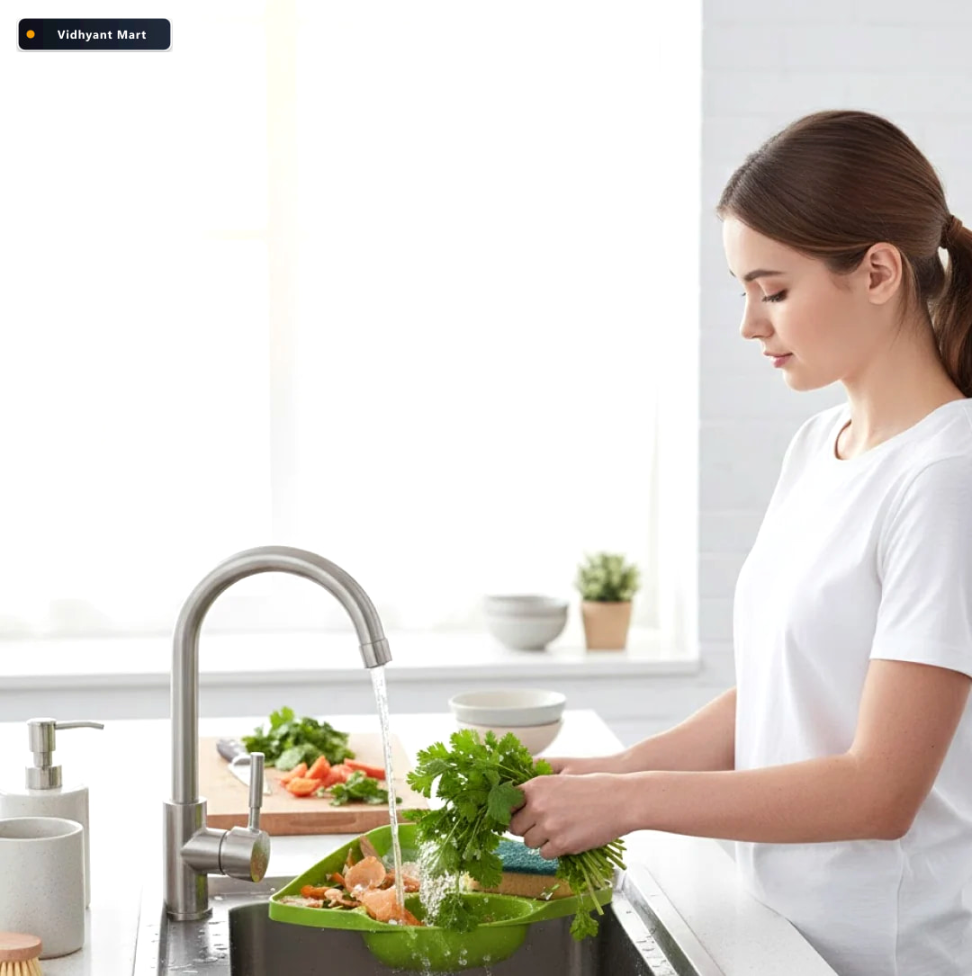 Vidhyant Mart Corner Sink Strainer Kitchen Waste Sponge Holder S 3