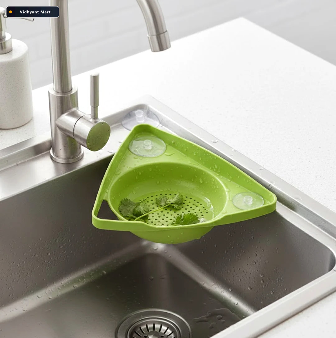 Vidhyant Mart Corner Sink Strainer Kitchen Waste Sponge Holder S 4