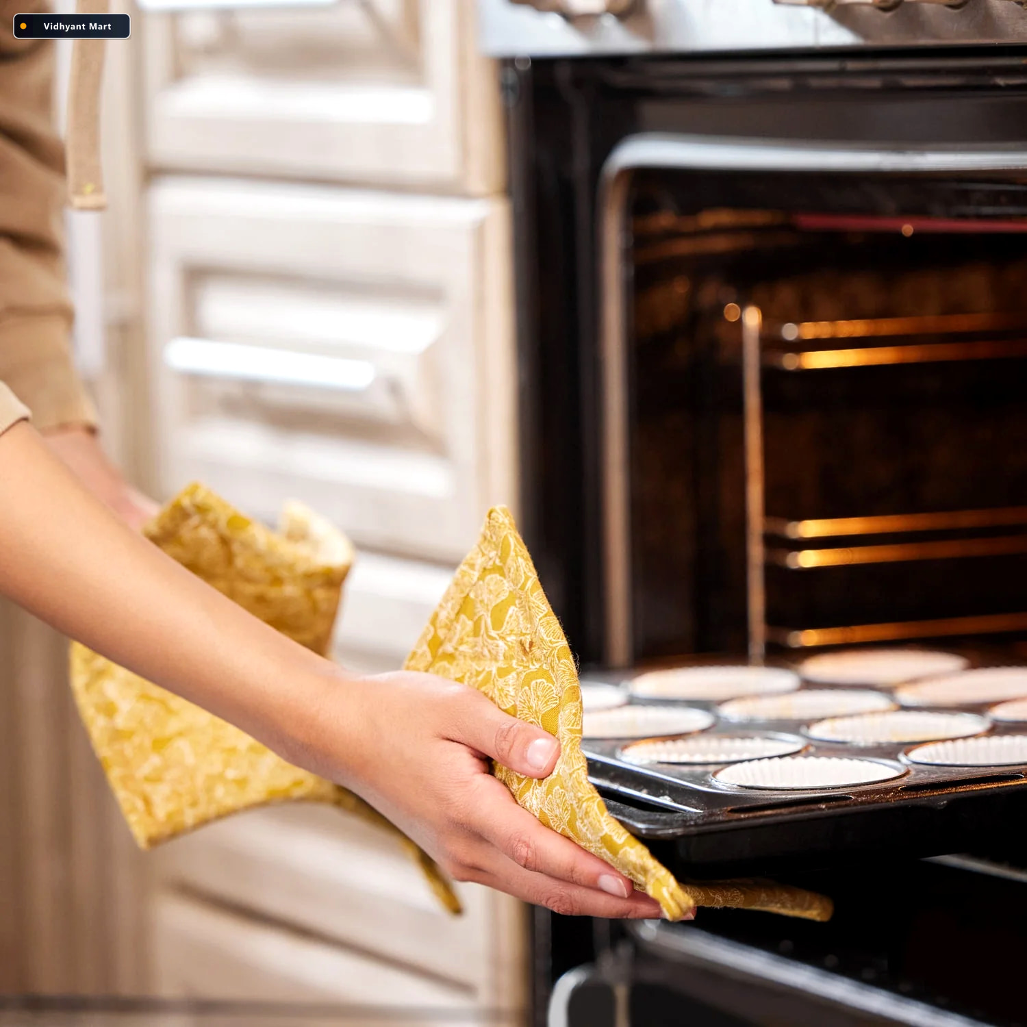 Vidhyant Mart Cotton Oven Mitt Heat Resistant Stylish Bake Dwell 1
