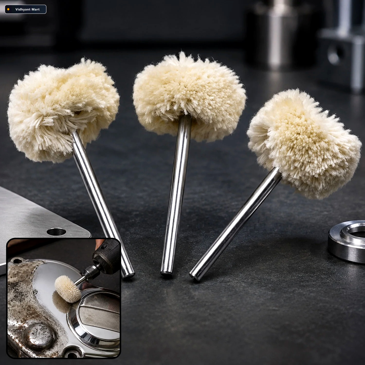 Vidhyant Mart Cotton Polishing Wheels Dremel Buffing Set 3 Pc To 1