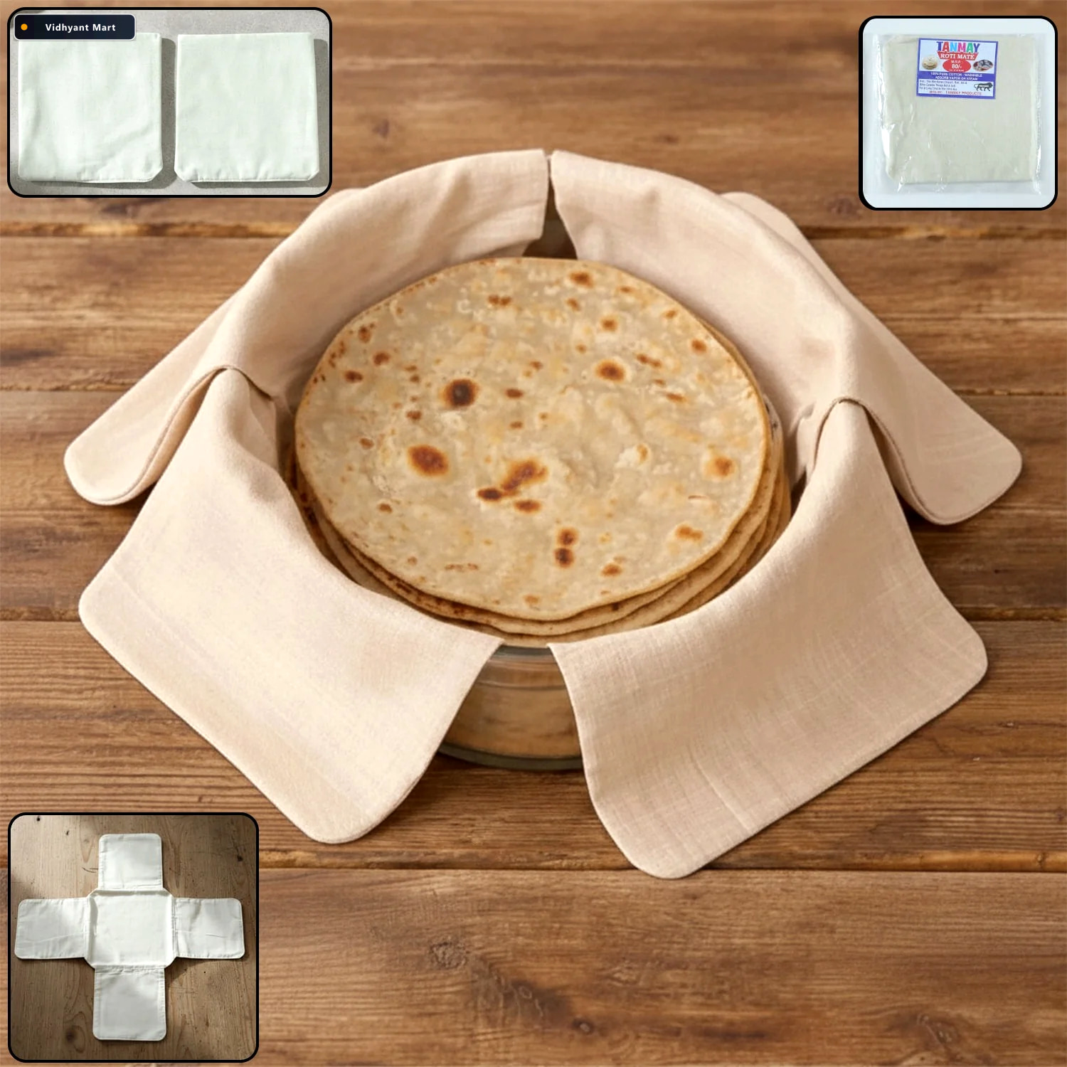 Vidhyant Mart Cotton Roti Cloth Cover Keep Rotis Warm Soft Pack 1