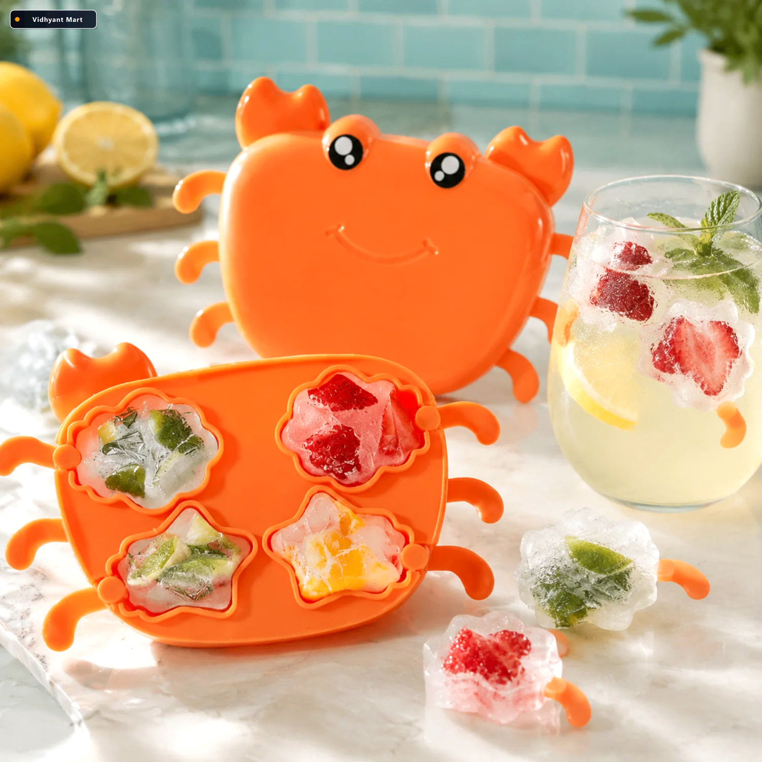 Vidhyant Mart Crab Ice Mold Fun Silicone Ice Cube Tray For Drink 1