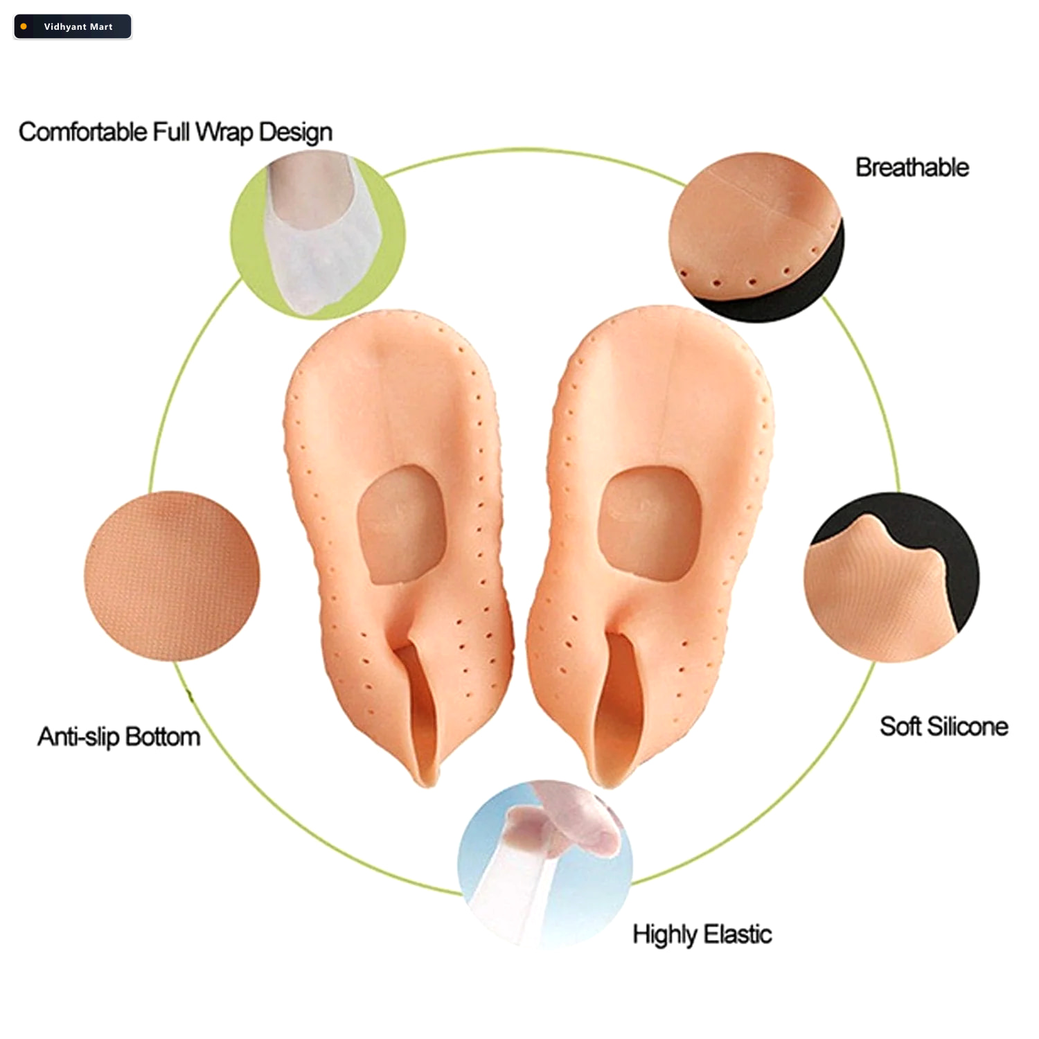 Vidhyant Mart Cracked Heel Socks Moisturizing Silicone Gel For F 3