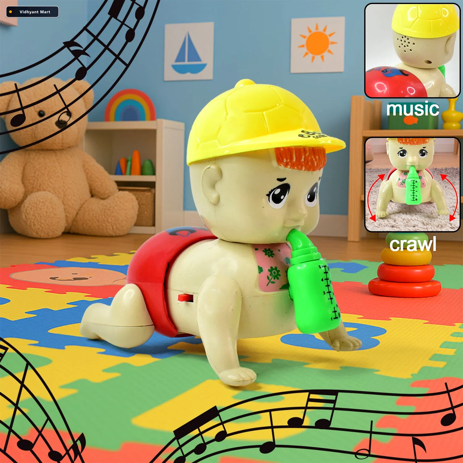 Vidhyant Mart Crawling Baby Toy With Music Lights Engaging Toddl 1