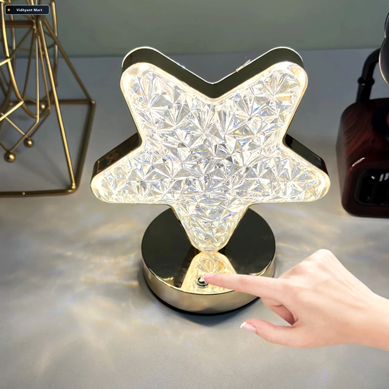 Vidhyant Mart Crystal Diamond Lamp Usb Rechargeable Dimmable Led 1