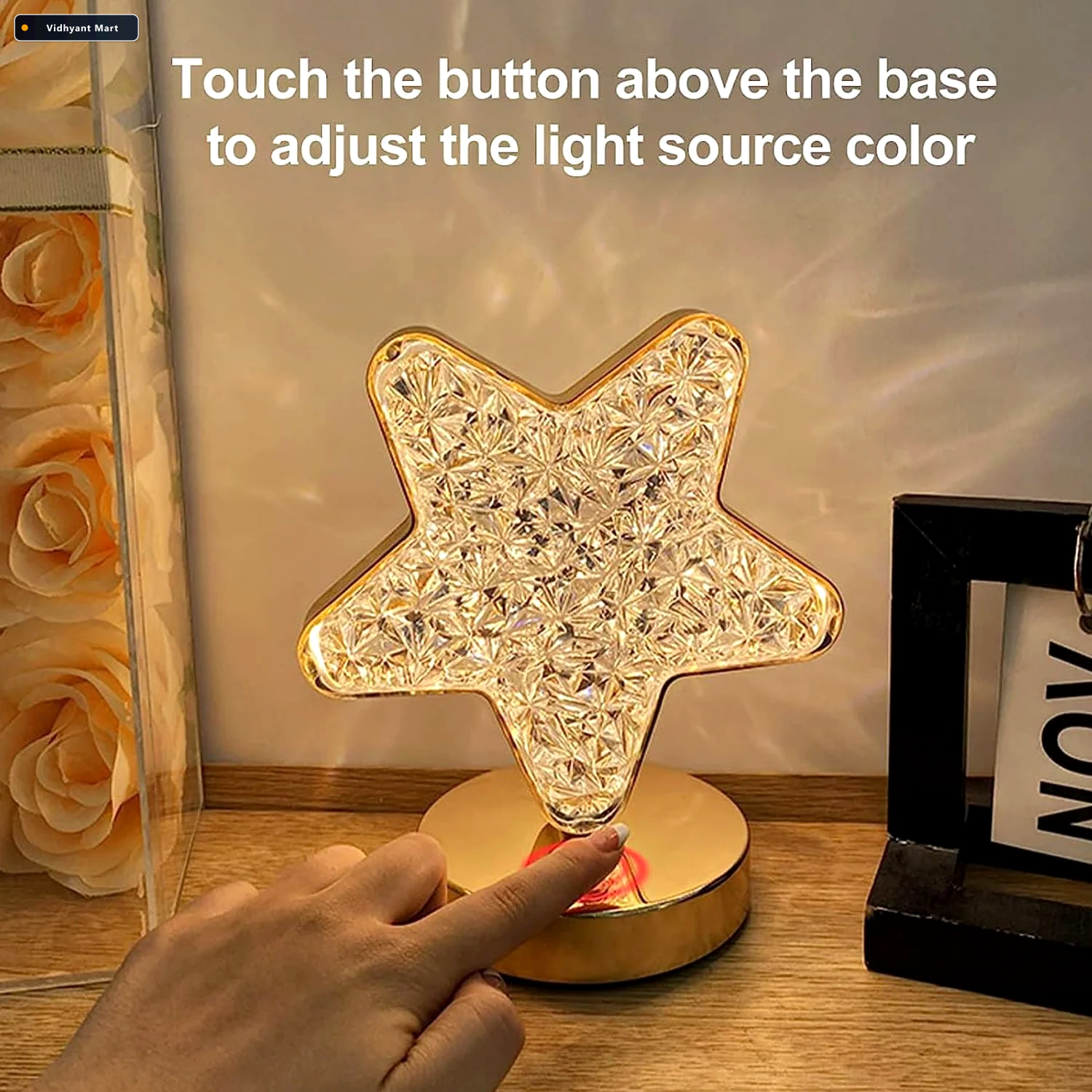 Vidhyant Mart Crystal Diamond Lamp Usb Rechargeable Dimmable Led 4
