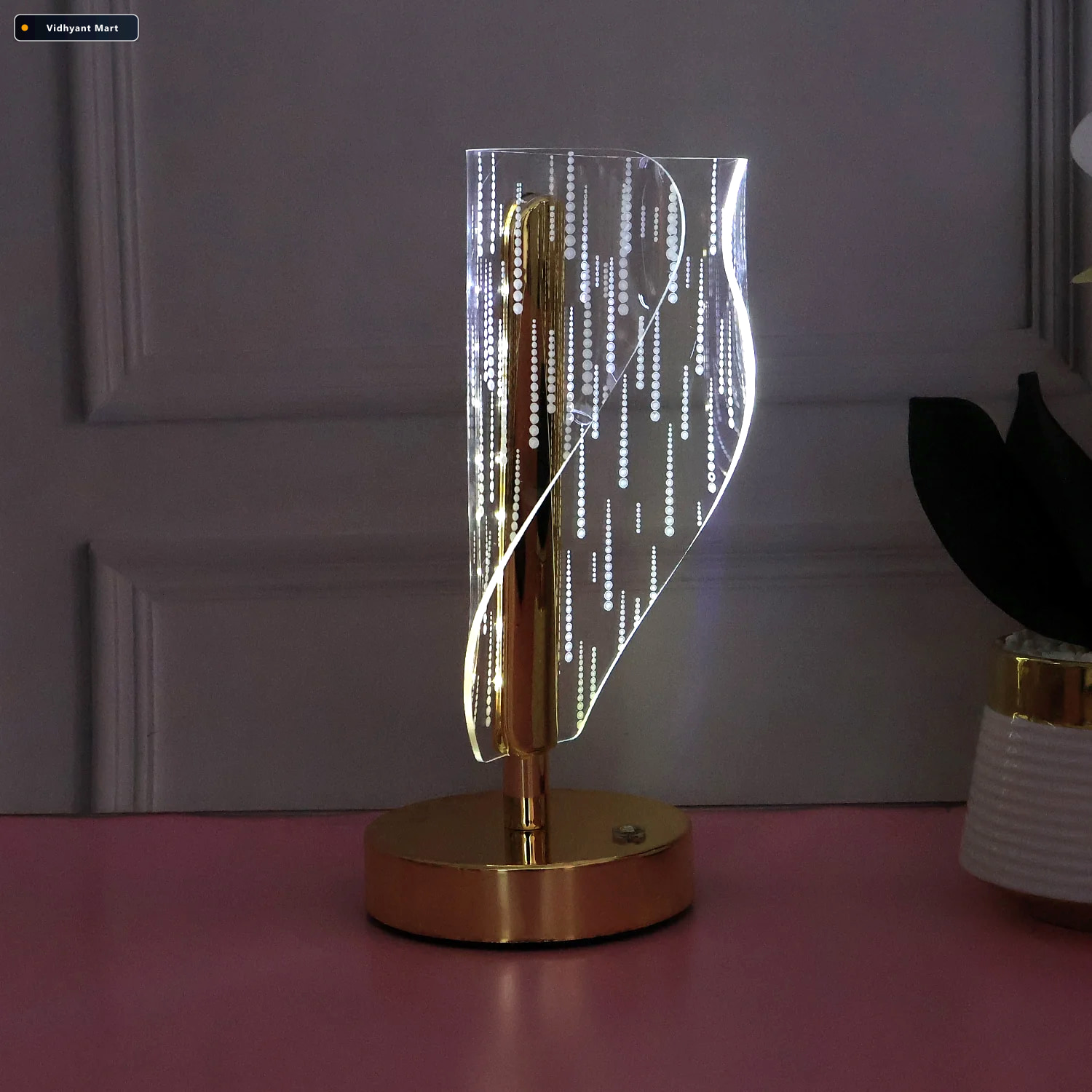 Vidhyant Mart Crystal Led Table Lamp Elegant Modern Bedside Ligh 2