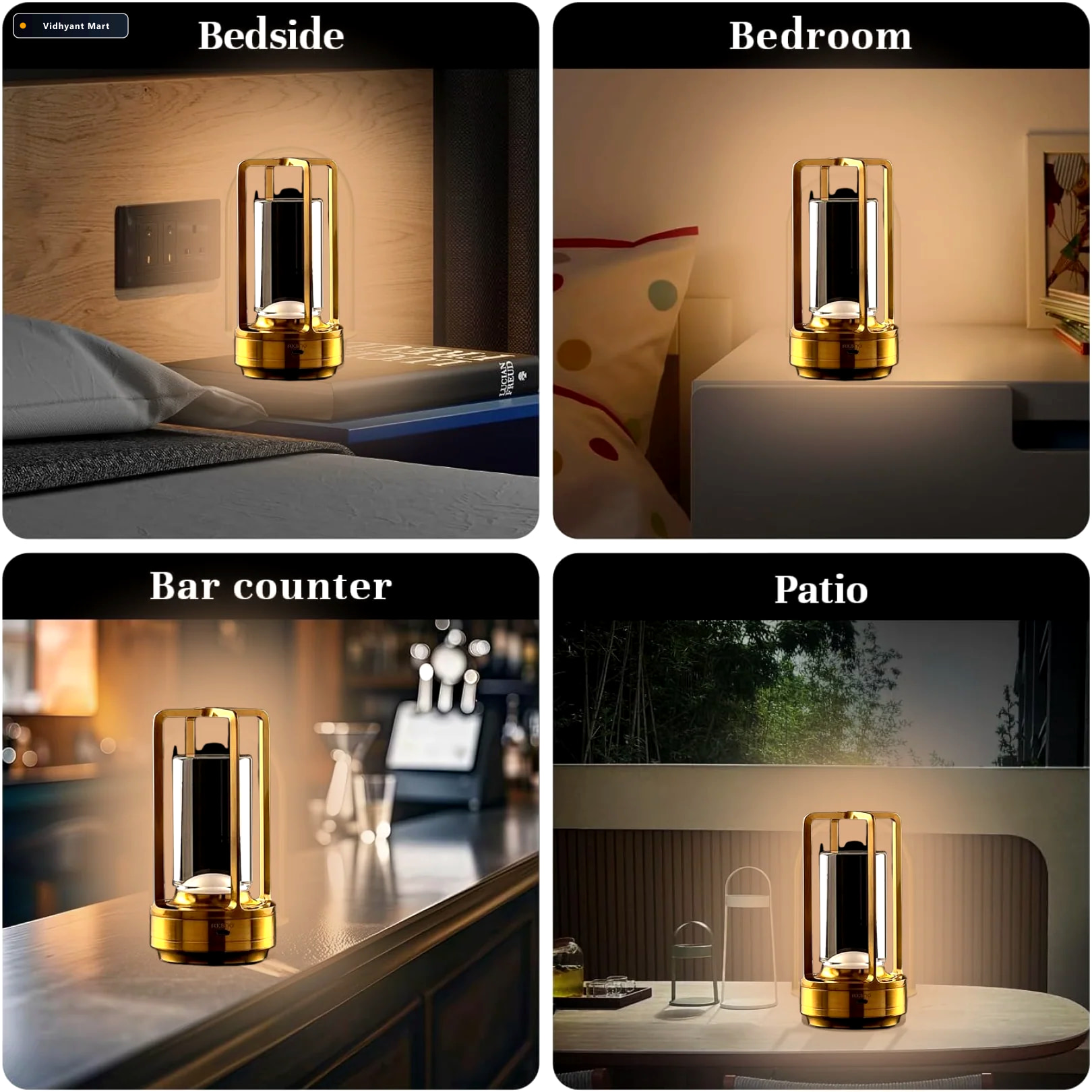 Vidhyant Mart Crystal Table Lamp 3 Color Rechargeable Led Light 3