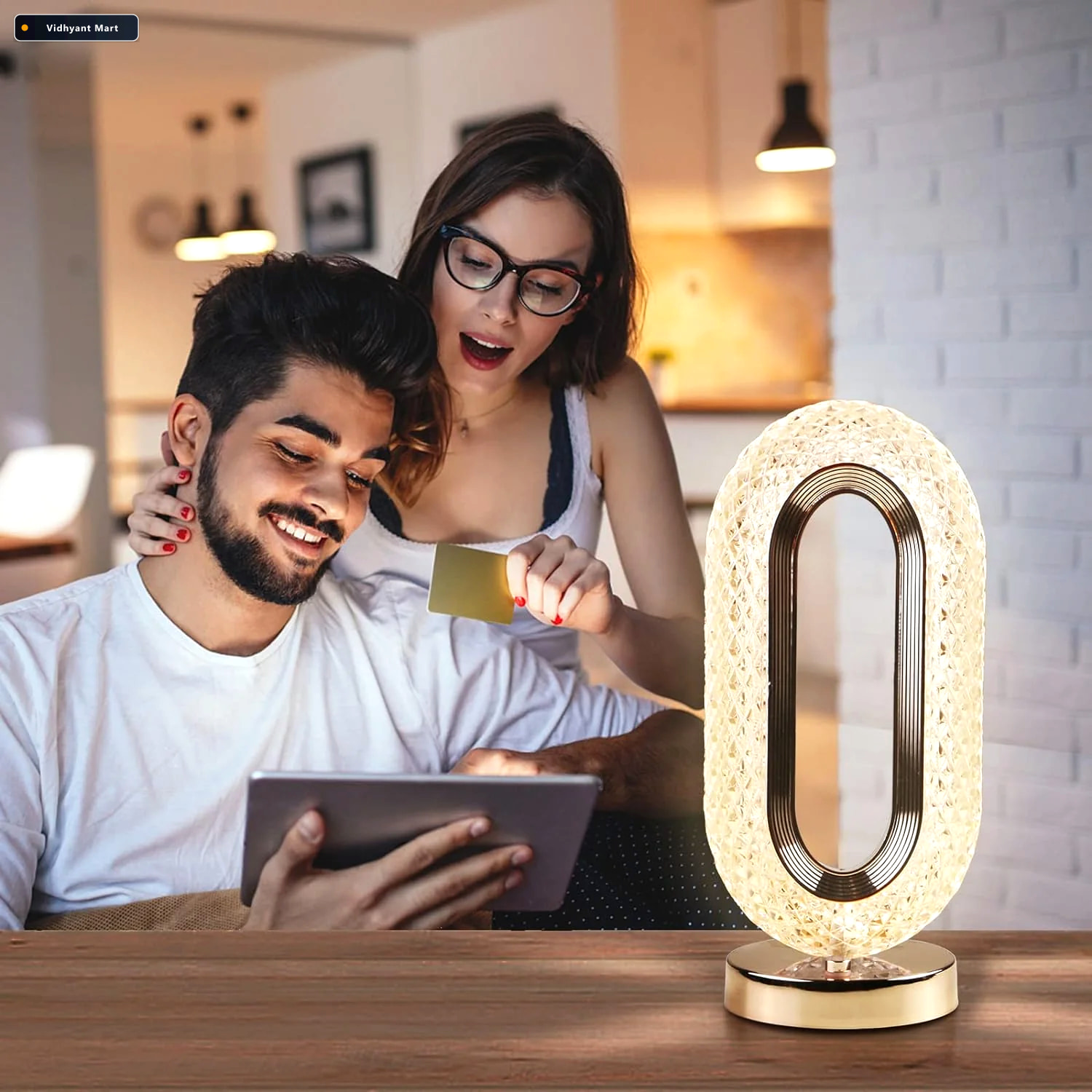 Vidhyant Mart Crystal Table Lamp 3 Way Dimmable Touch Control St 4